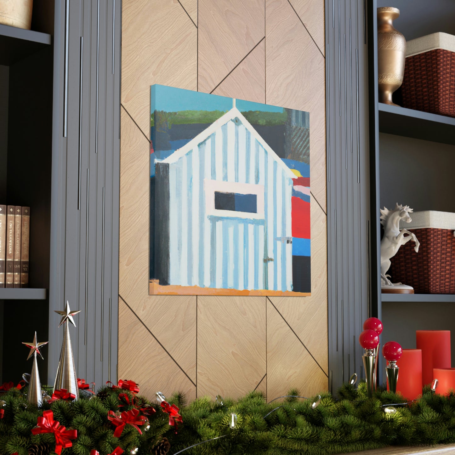 "Beach Hut Majesty 1940s" - Canvas