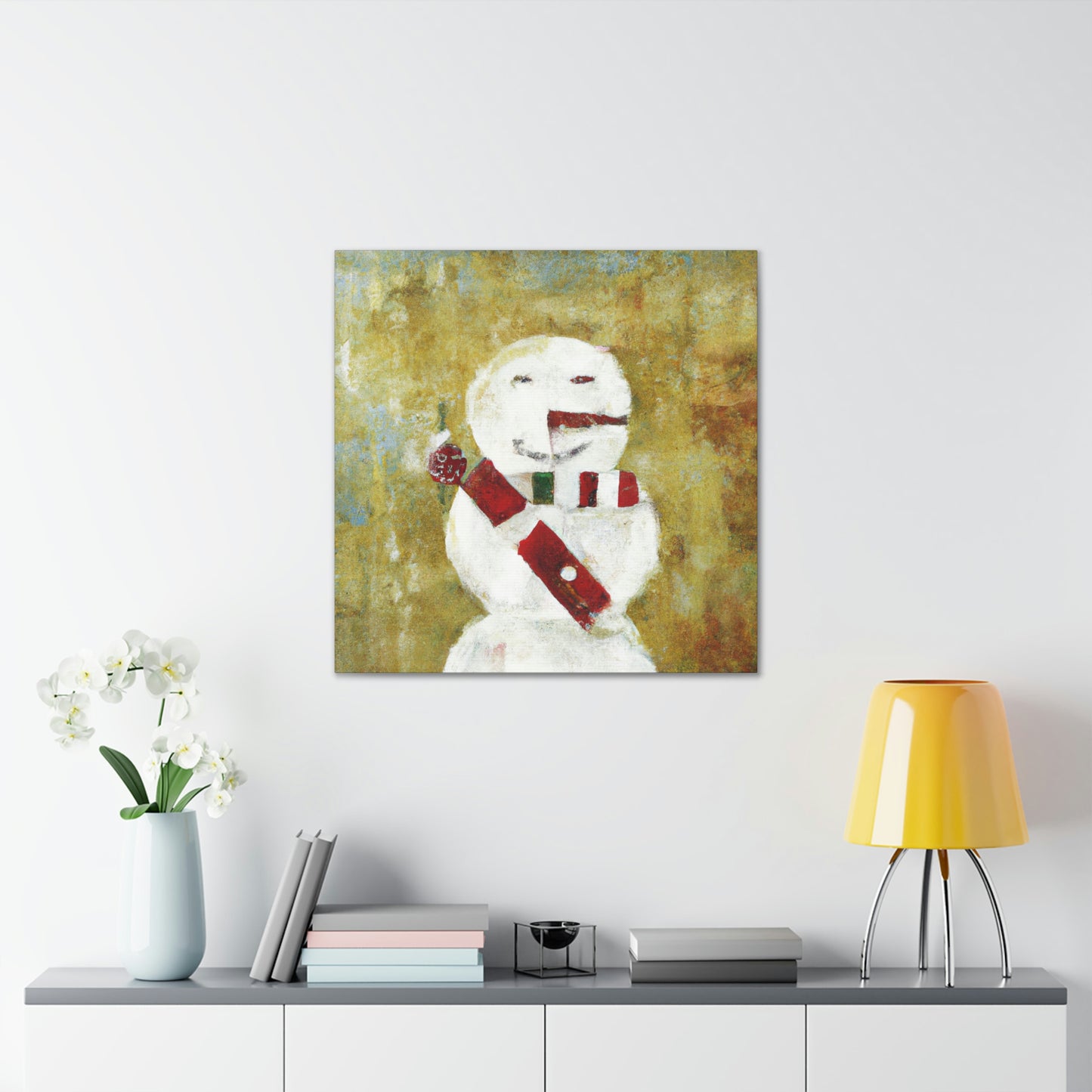 "Snowman in Winter Glow" - Canvas