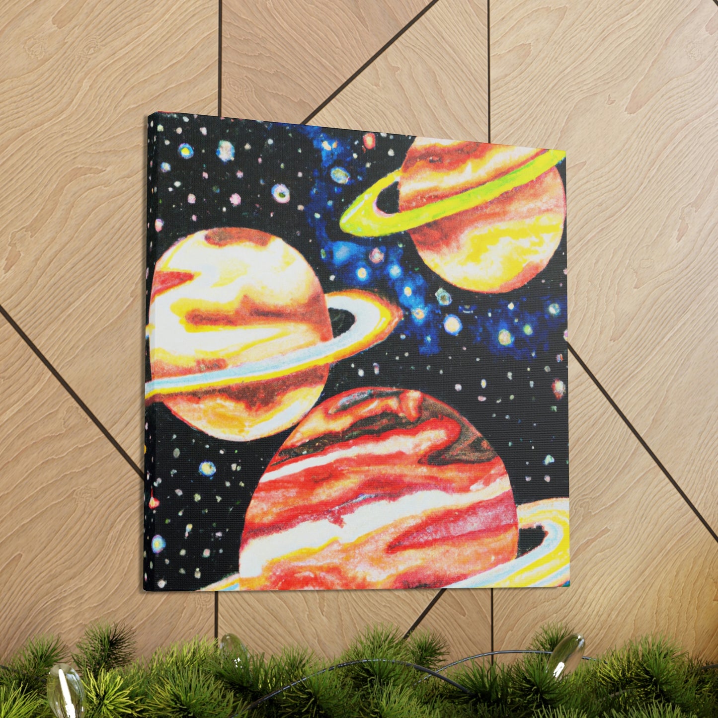 Planets in Pointillism - Canvas