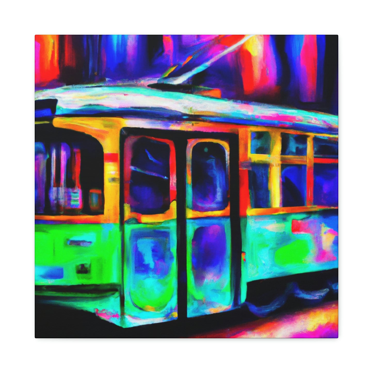 "Trams at Sunset Glowing" - Canvas