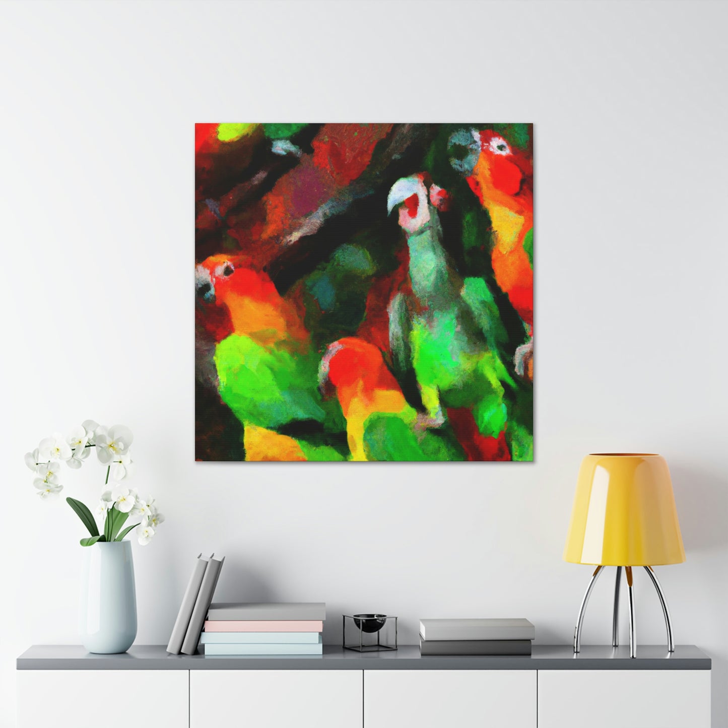 "Parrots of Senegalese Sky" - Canvas