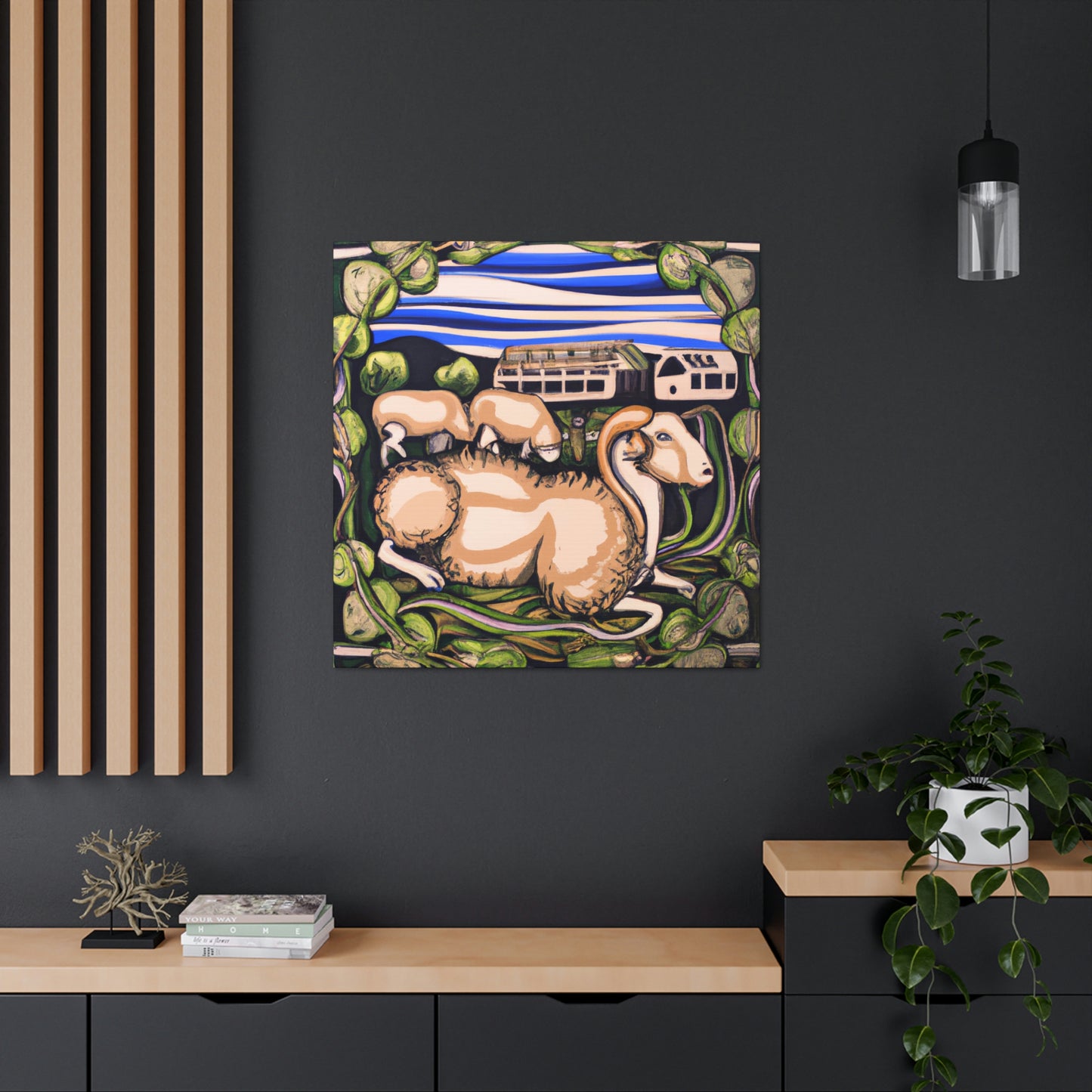 Sheep in Jamunarose - Canvas