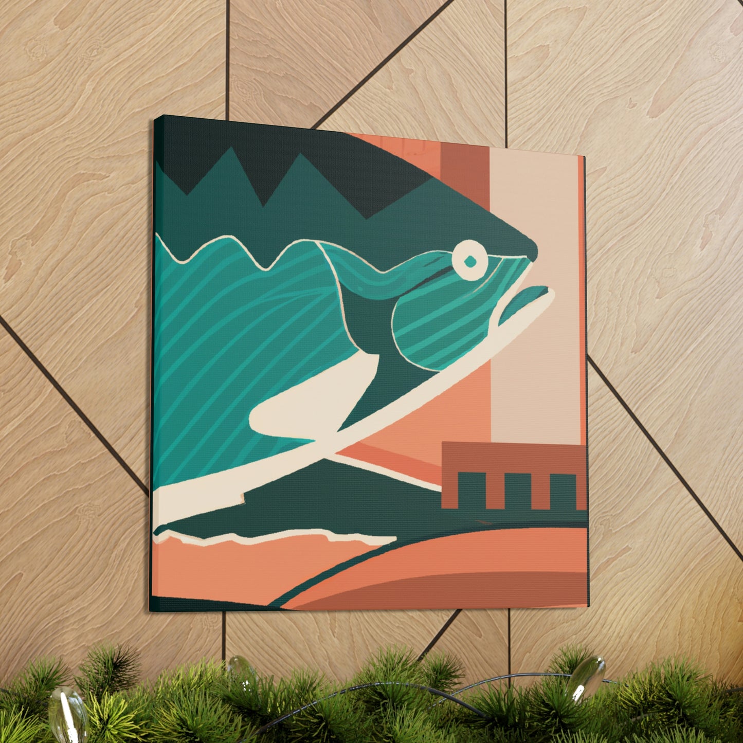 "Salmon in Art Deco" - Canvas