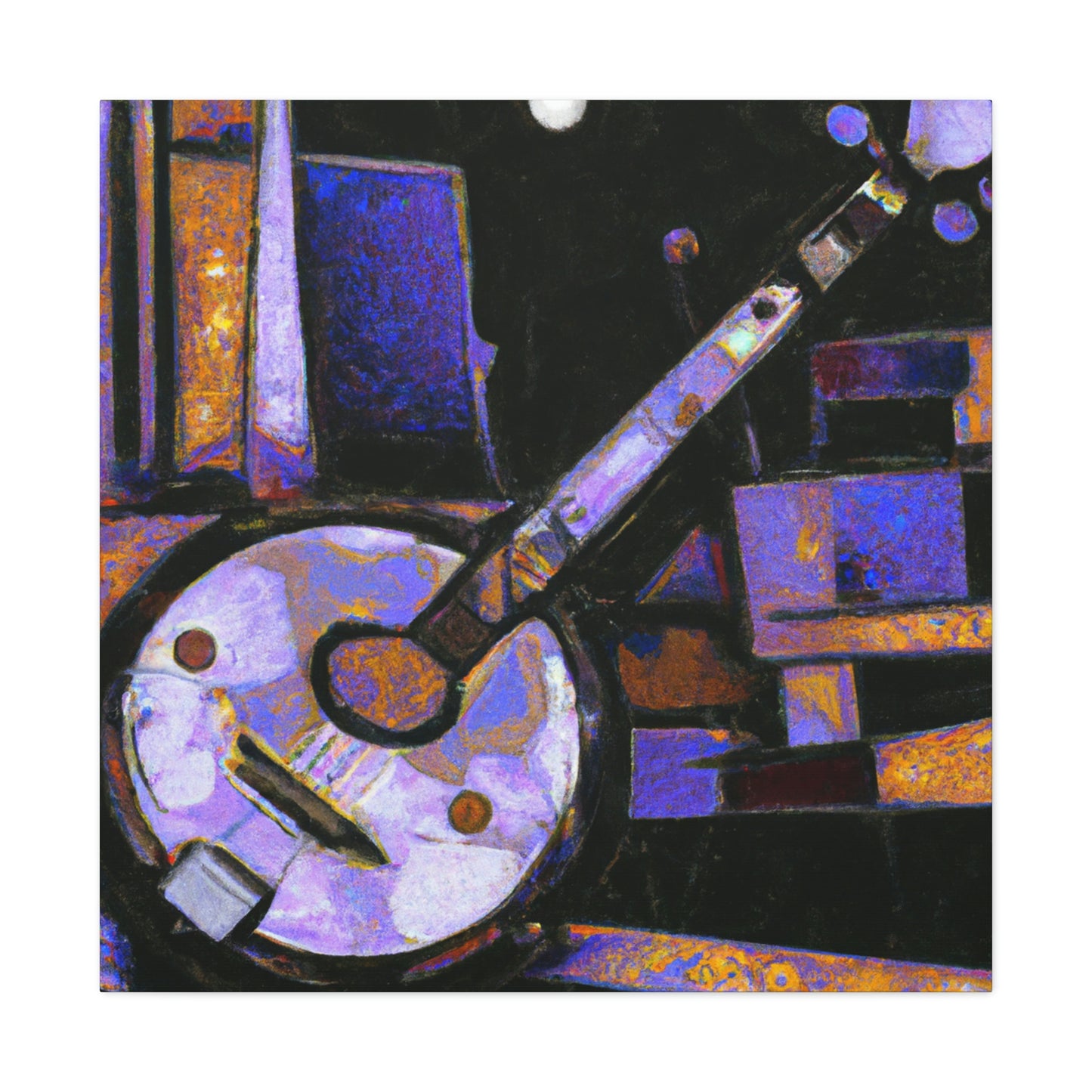 "Banjo in Blue Music" - Canvas