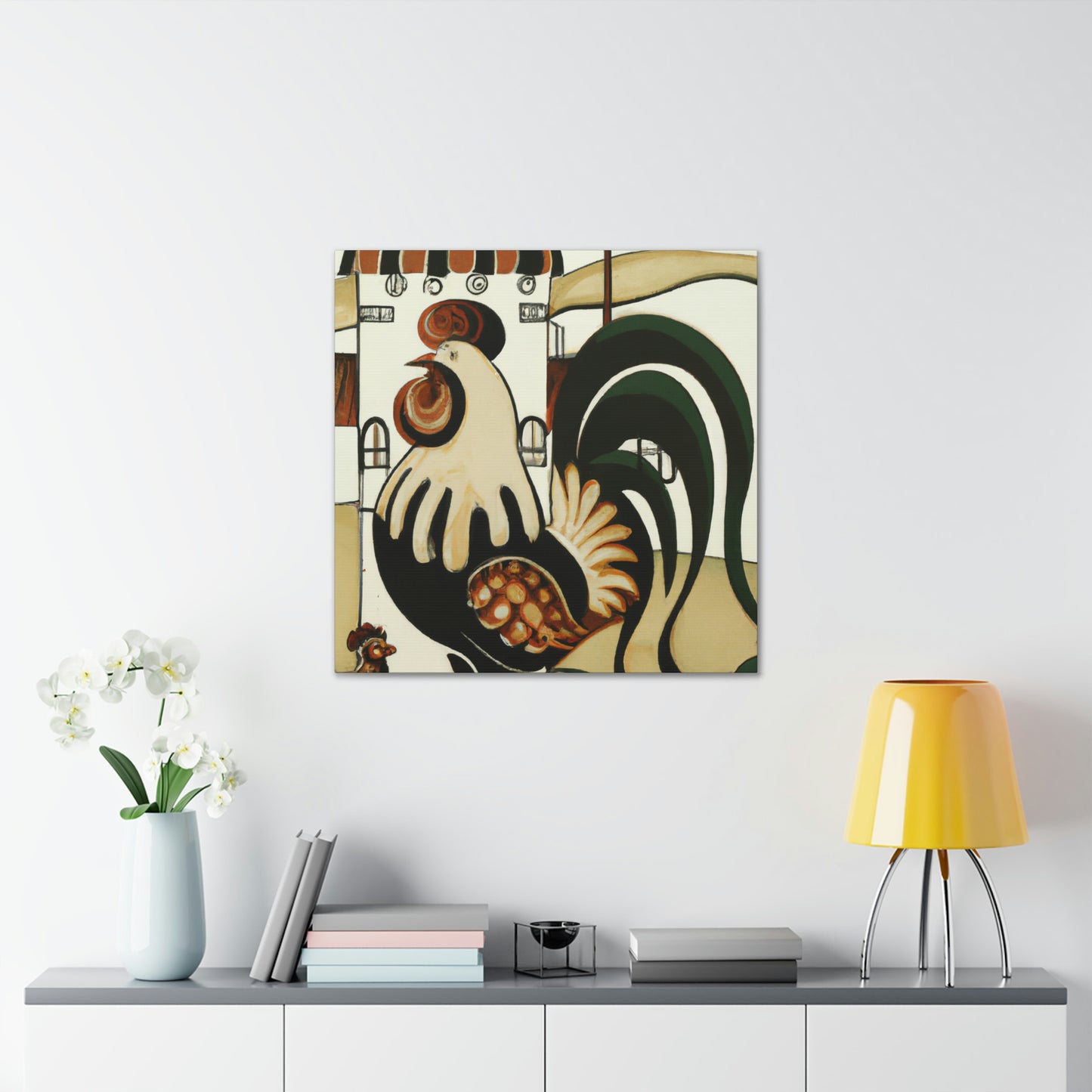 "Rooster At Dawn, Art Nouveau" - Canvas