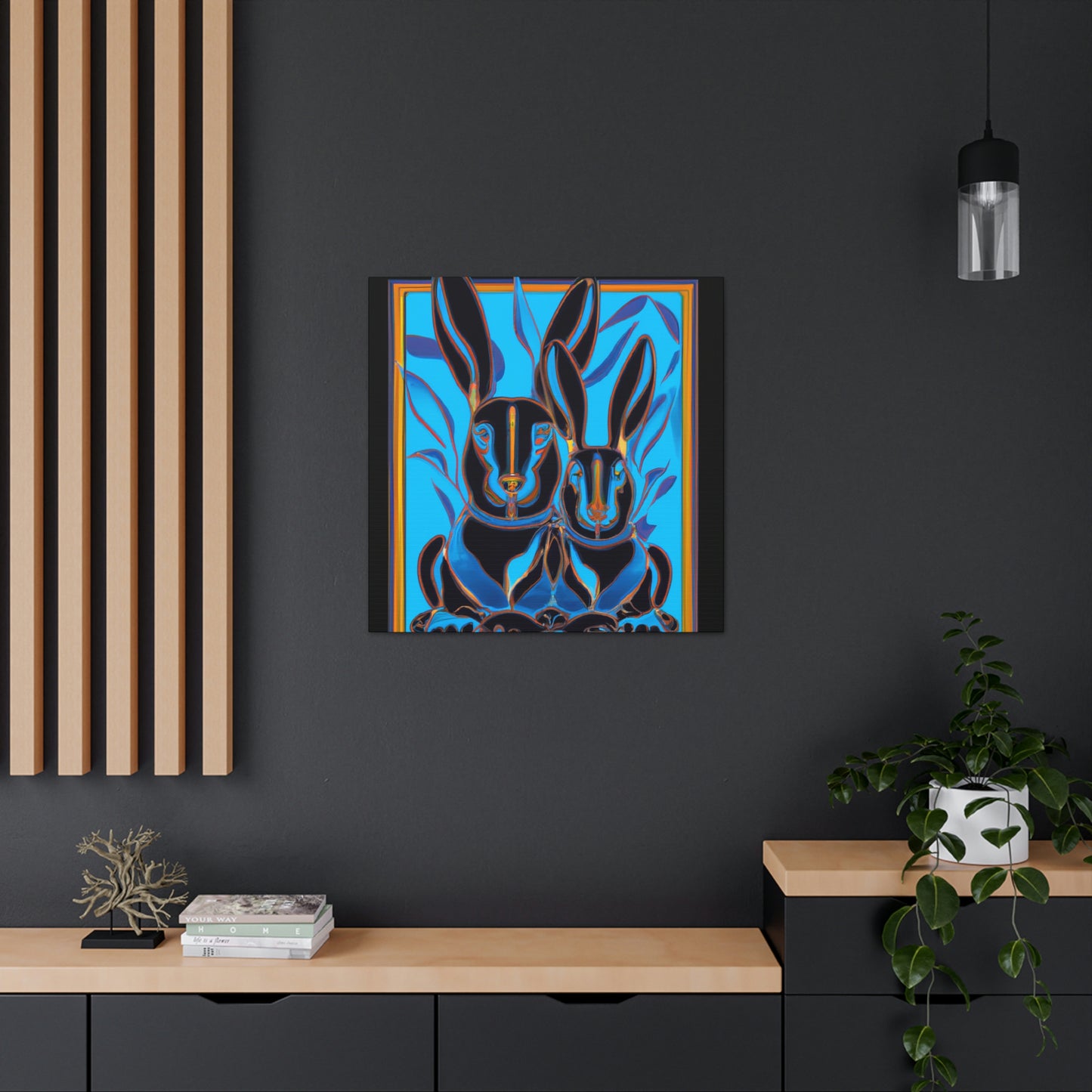 "Rabbits in Deco Land" - Canvas