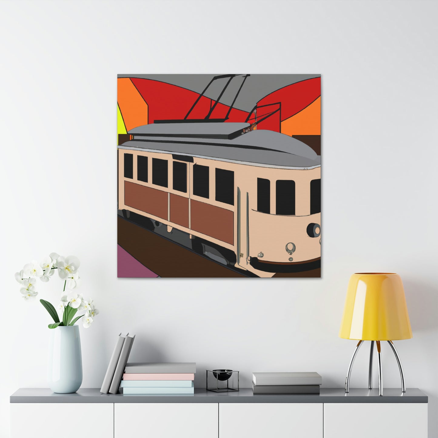 "Tram of Twinkling Lights" - Canvas