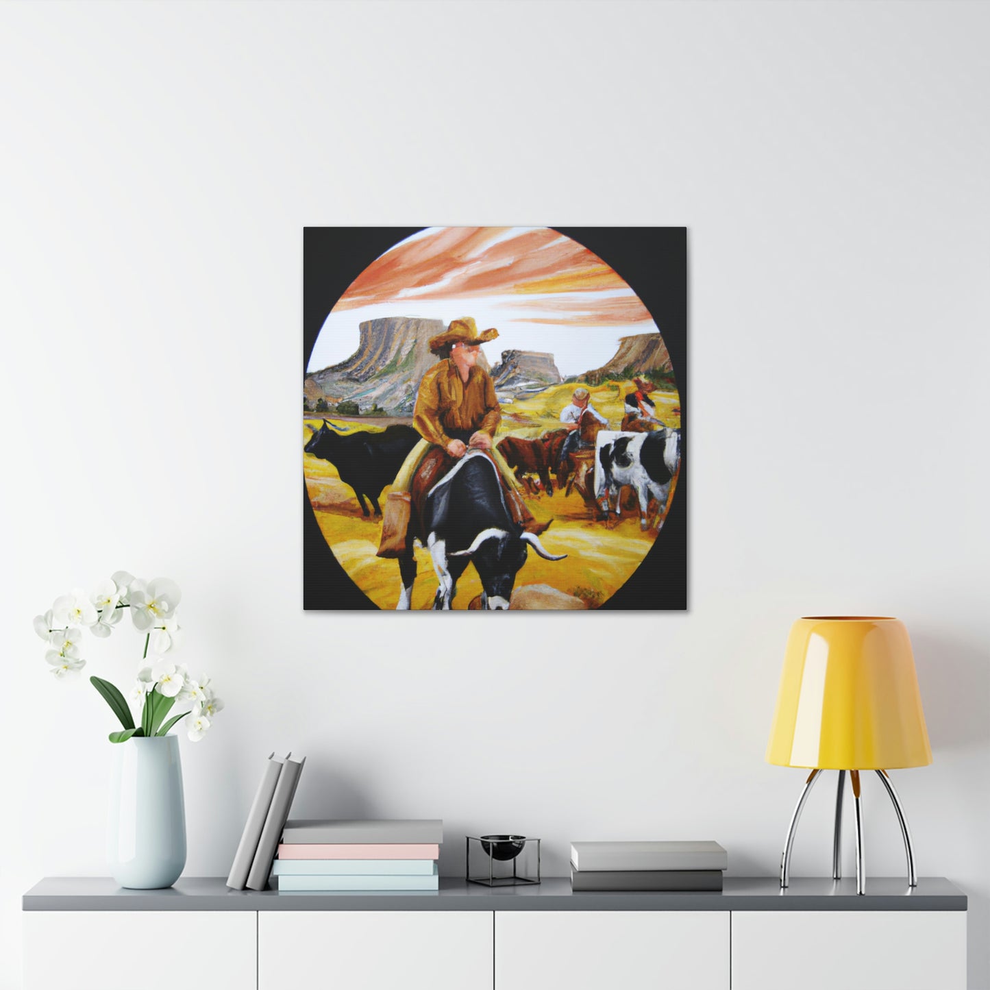 Cattle Round Up Scene - Canvas