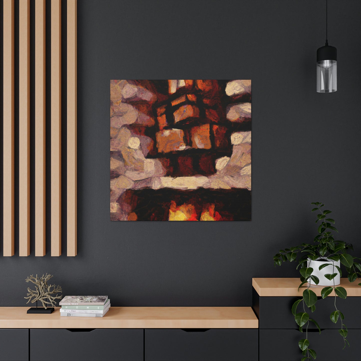 Fiery Hearth Embers - Canvas