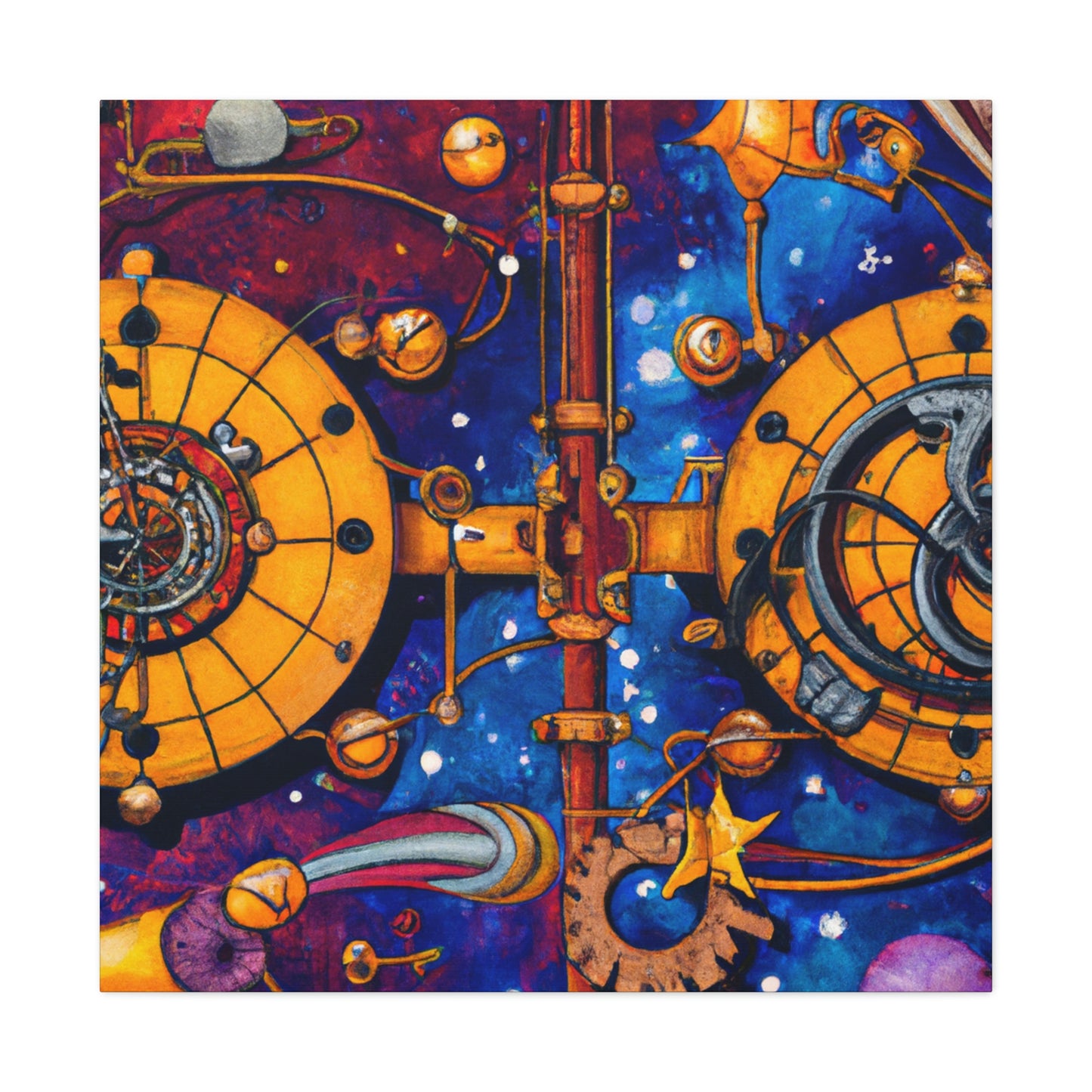 "Starlit Clockwork Skies" - Canvas