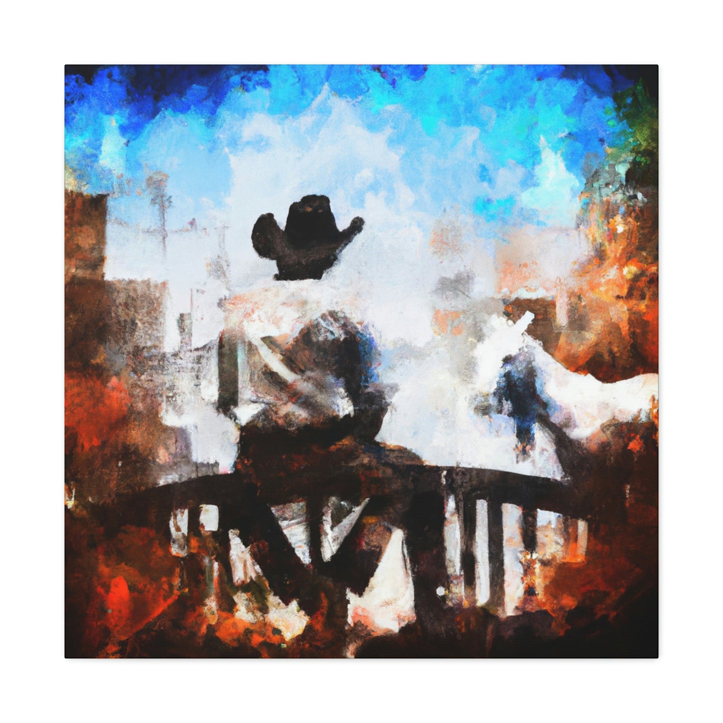 Cowboy on a Fence - Canvas