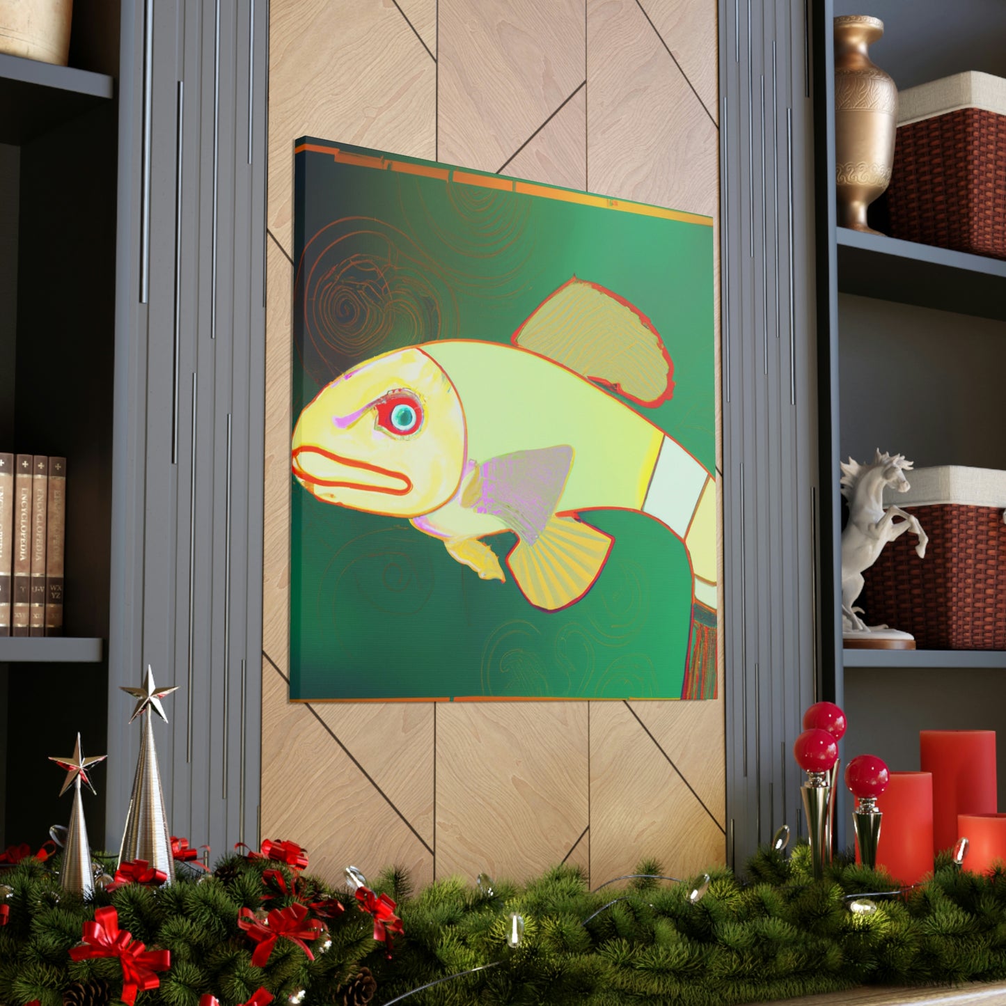 "Glittering Art Deco Killifish" - Canvas