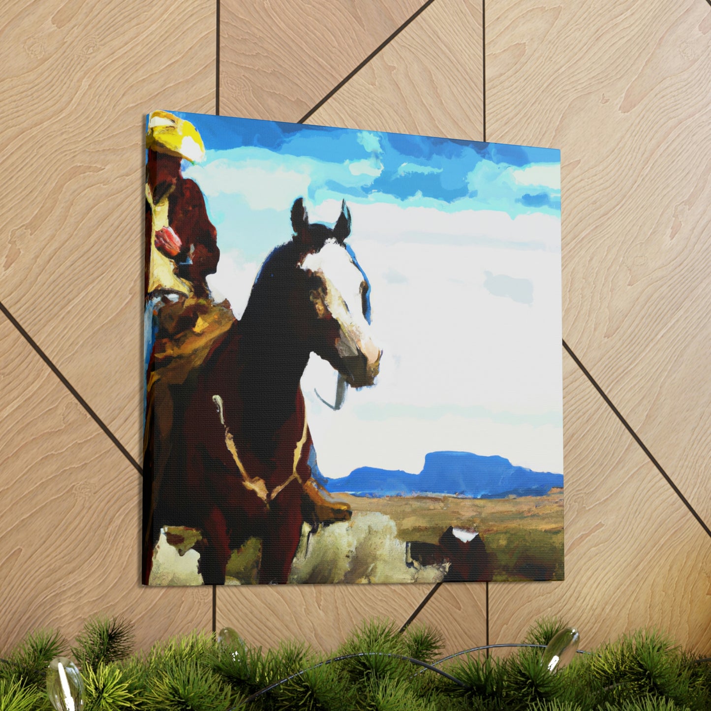 Cowboy on Wild Stallion - Canvas