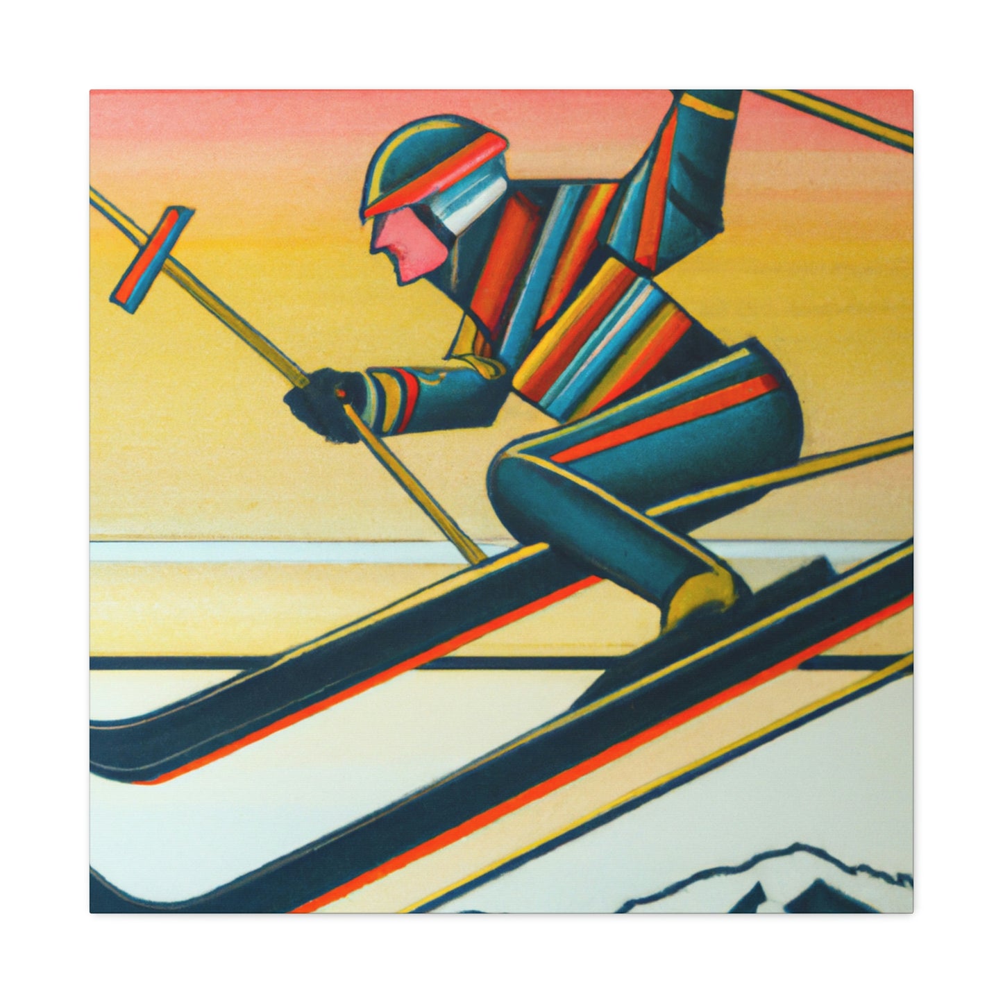 Snowy Art Deco Slopes - Canvas