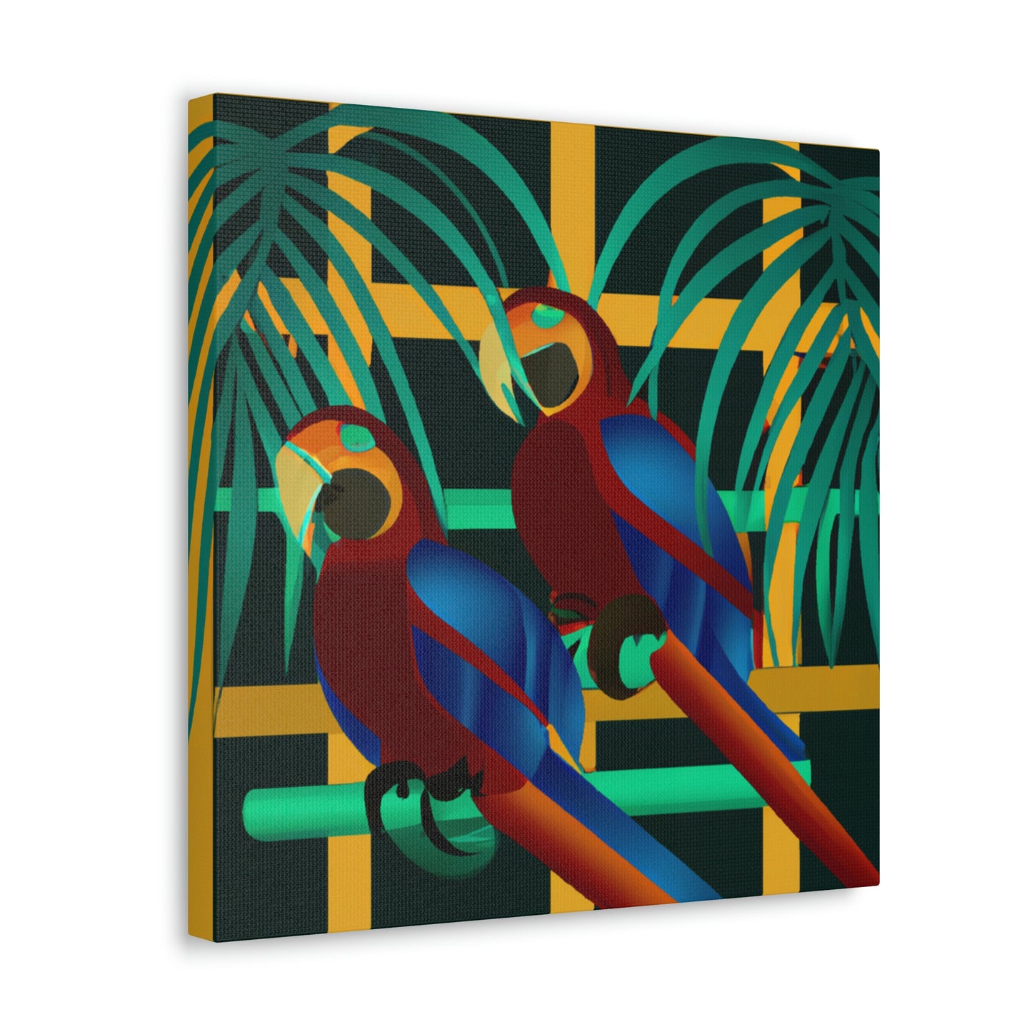 "Macaws in Neon Hues" - Canvas