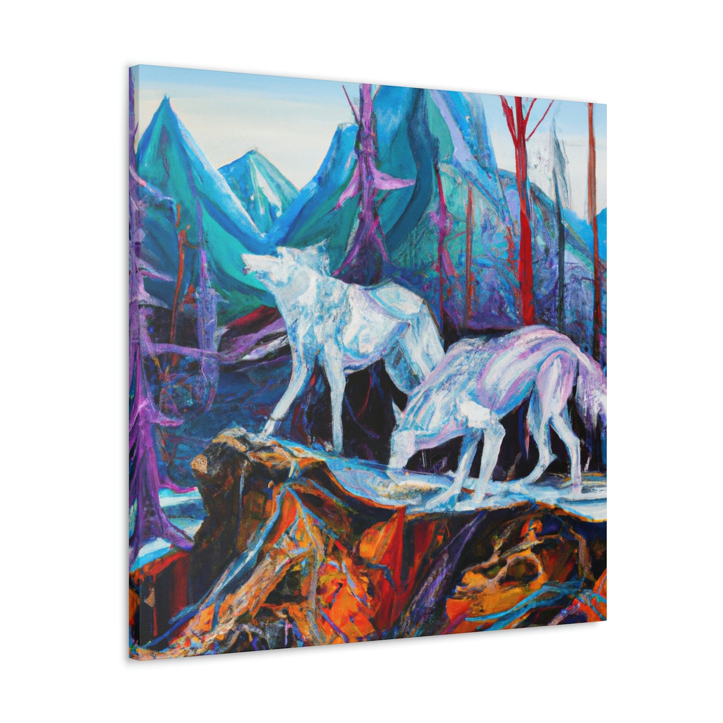 "Wolf at Midnight Glow" - Canvas