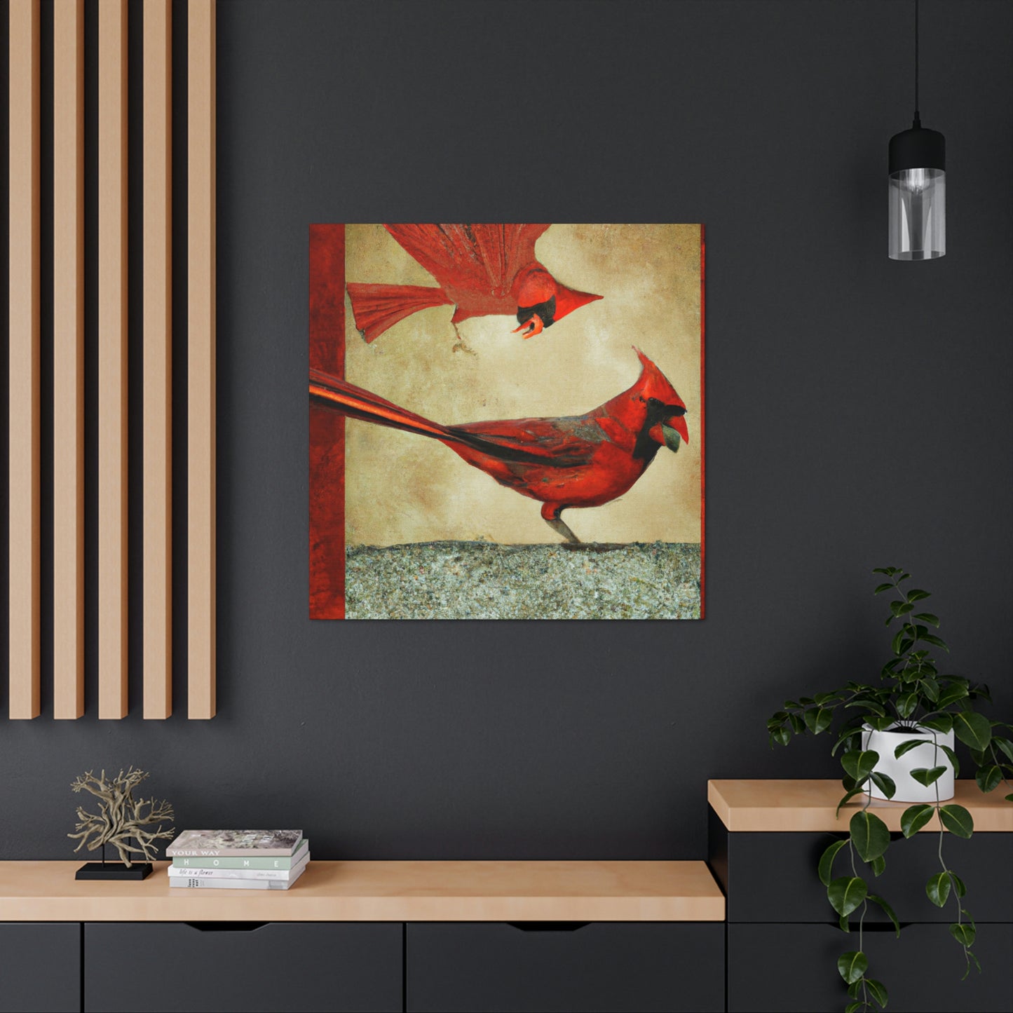 "Cardinal in Art Deco" - Canvas