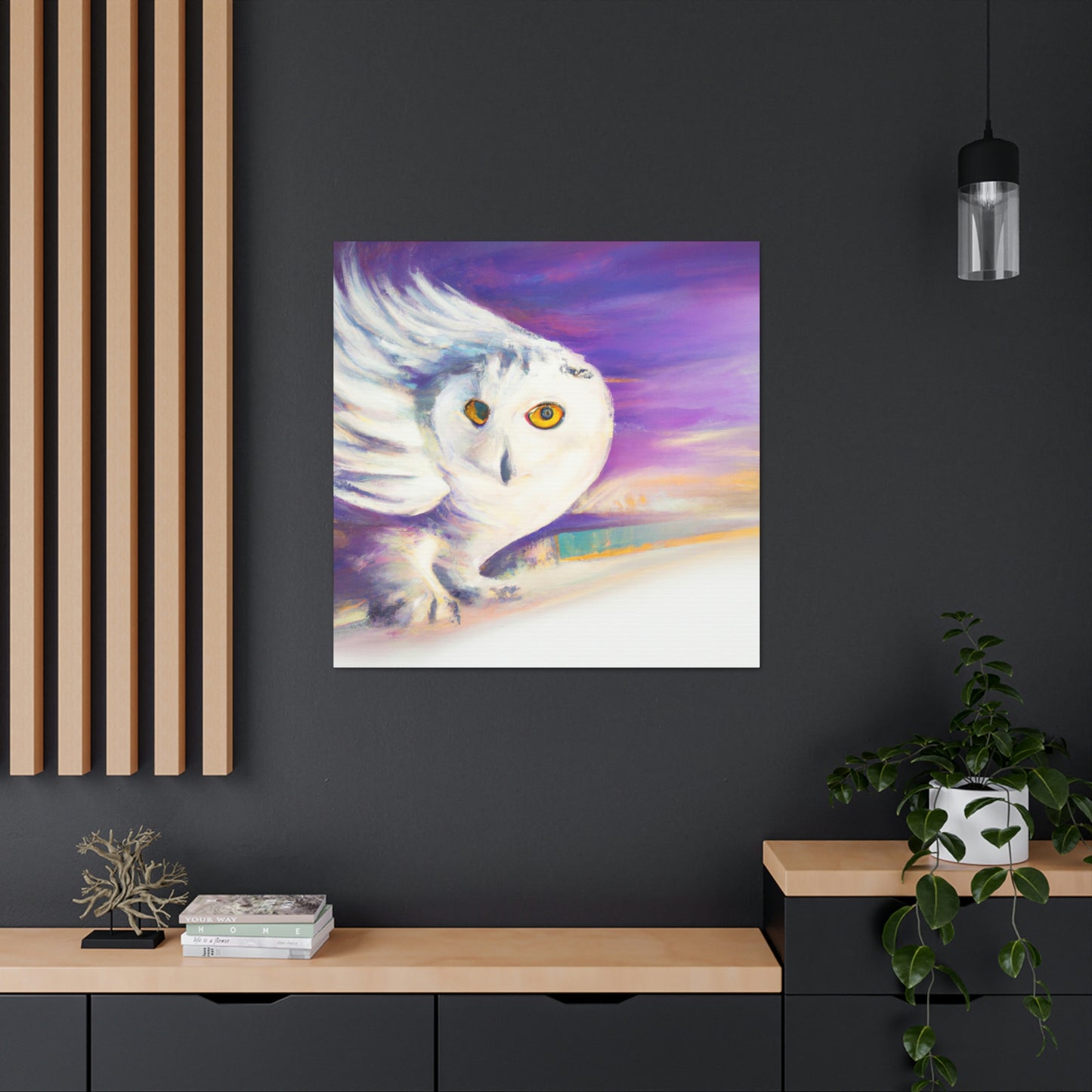 "Snowy Owl in Moonlight" - Canvas