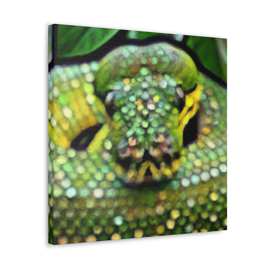 "Green Python Pointillism" - Canvas