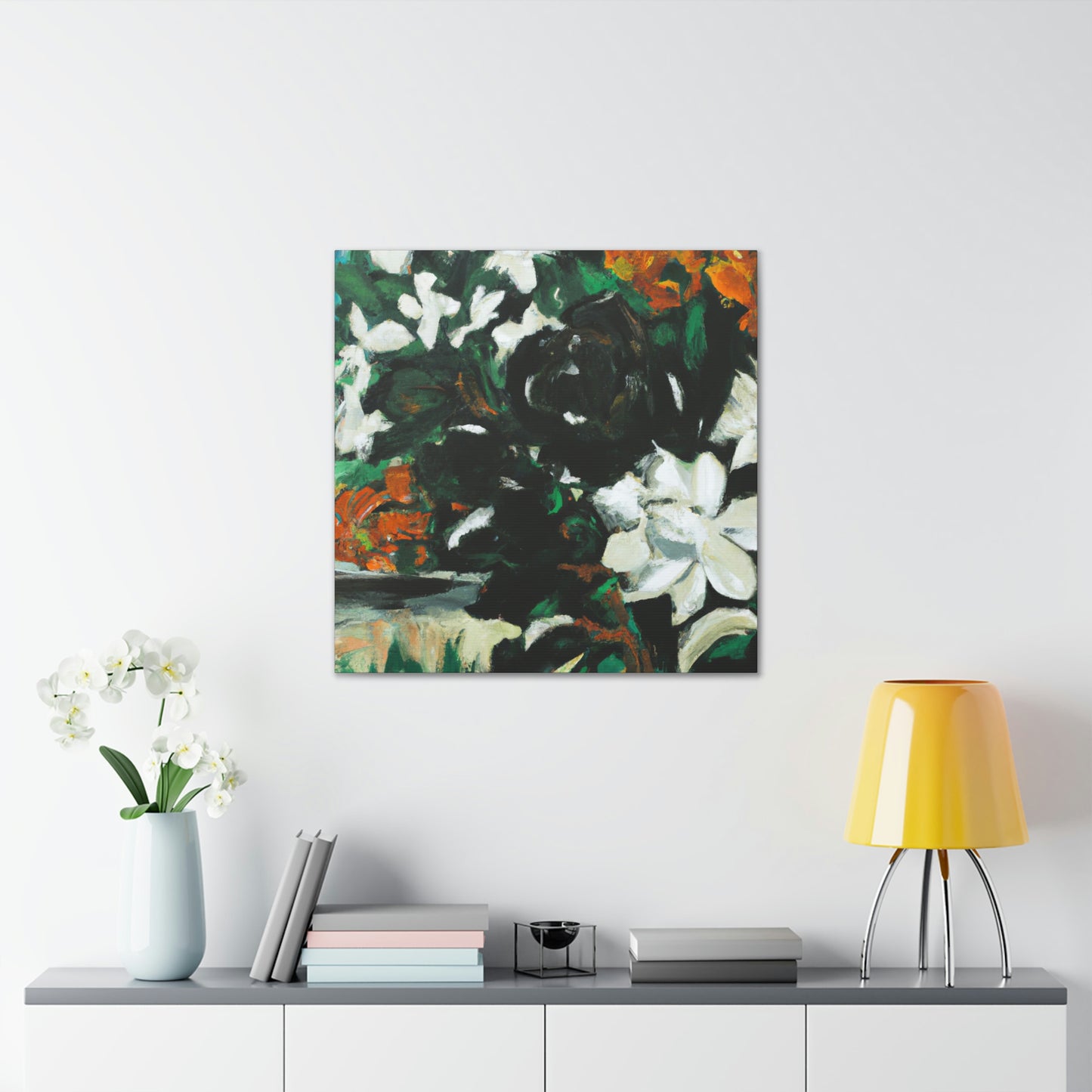 Gardenia's Expressionist Bloom - Canvas