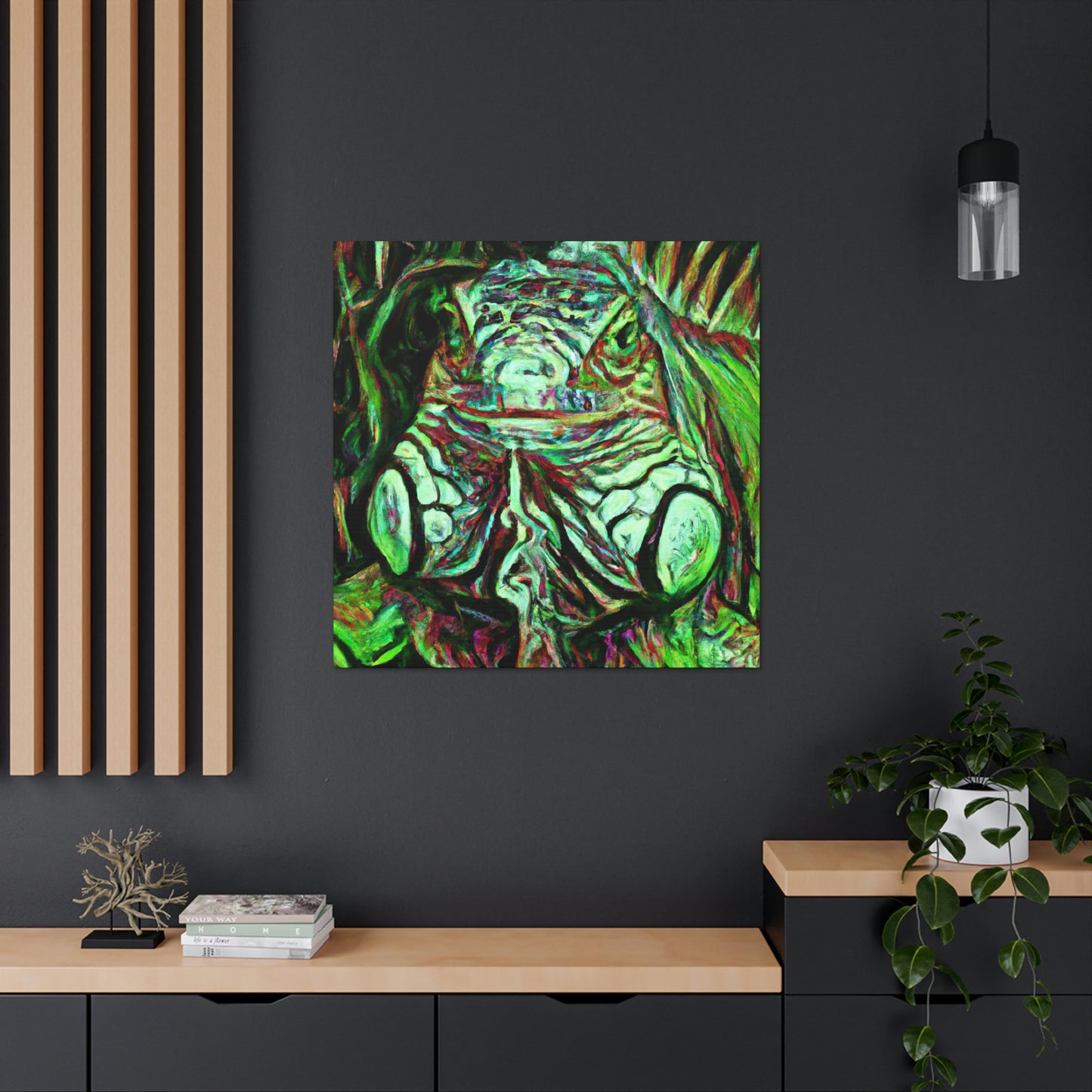 "Green Iguana Expressionism" - Canvas