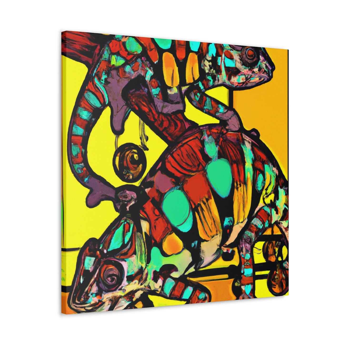 ""Gilded Chameleon Glamour" - Canvas