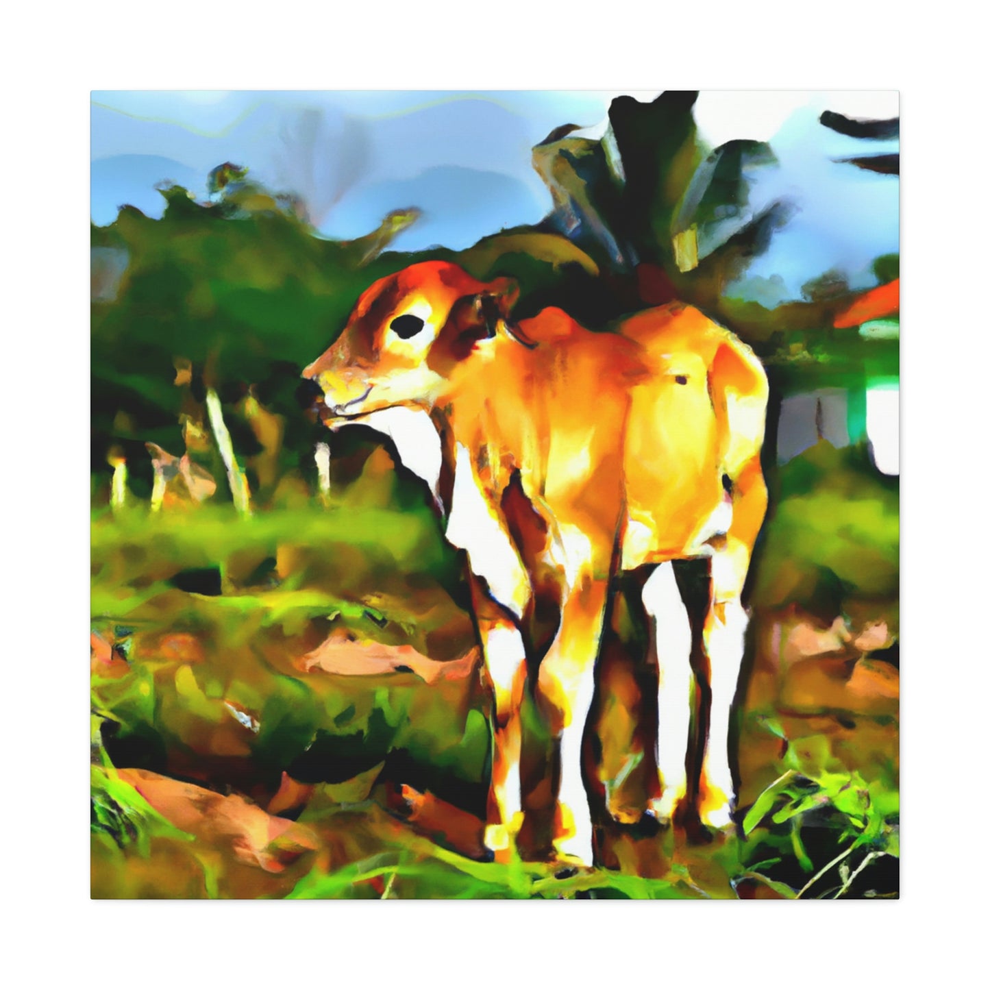 Calf in Neon Glory - Canvas