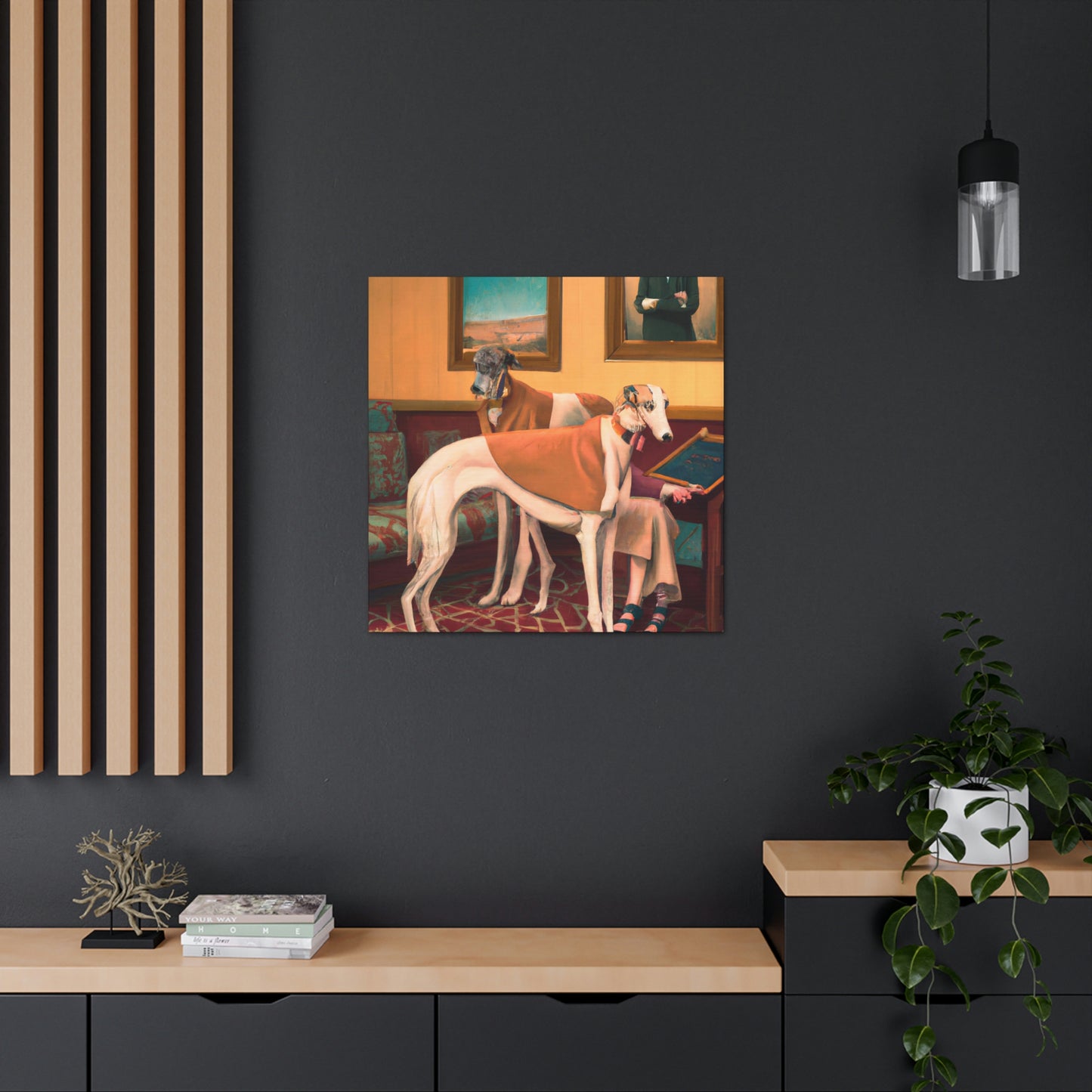 Greyhound in Moonlight. - Canvas