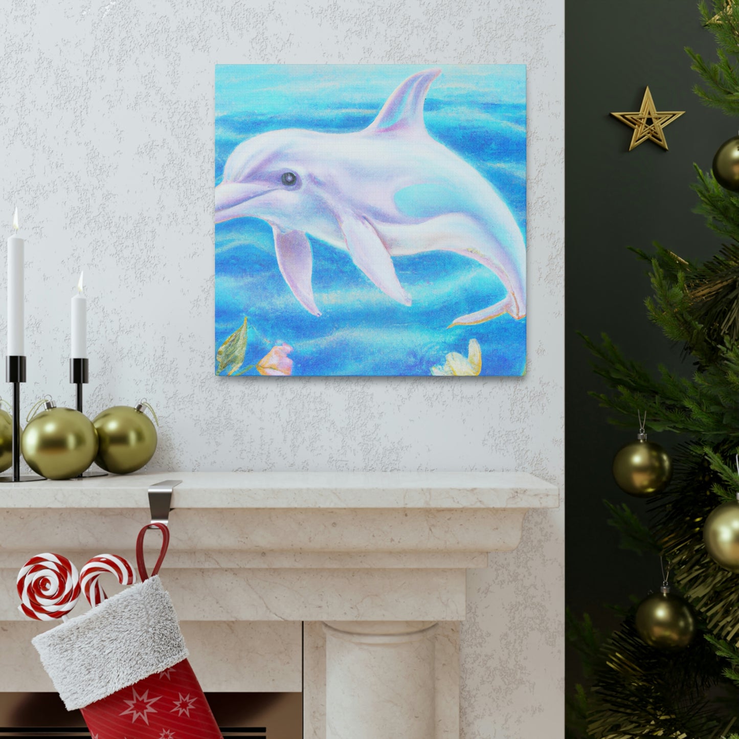 "Dolphins in Aquamarine Seas" - Canvas