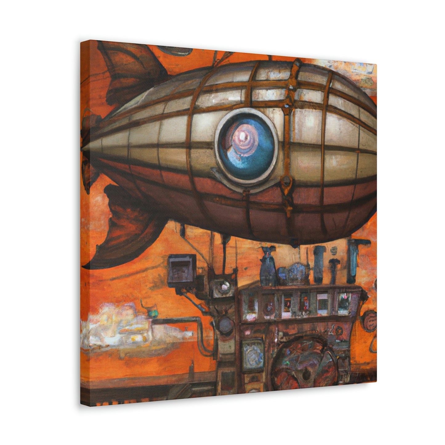 "Steampunk Blimp Descends" - Canvas