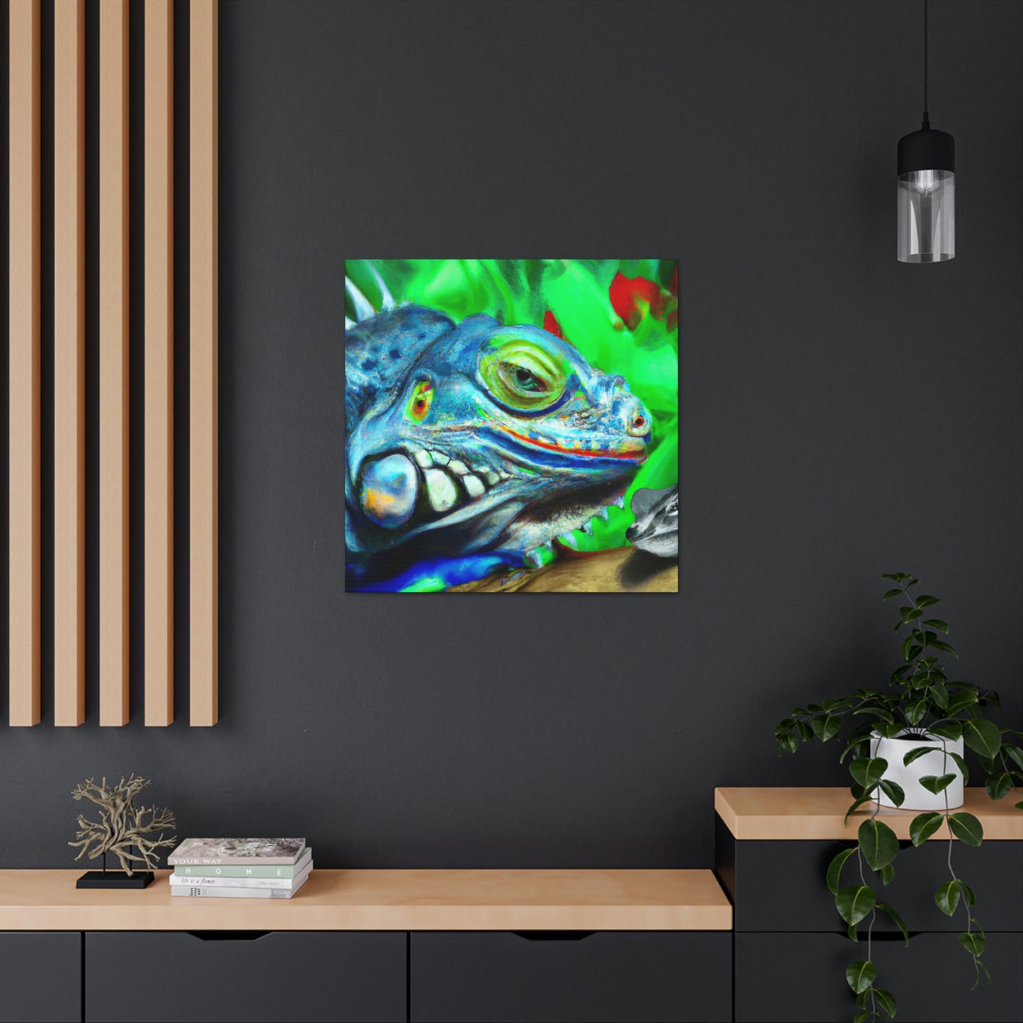 "Green Iguana Dreamscape" - Canvas