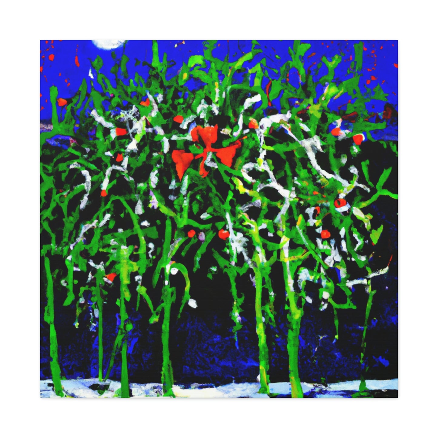 Mistletoe Embrace Expressionism - Canvas