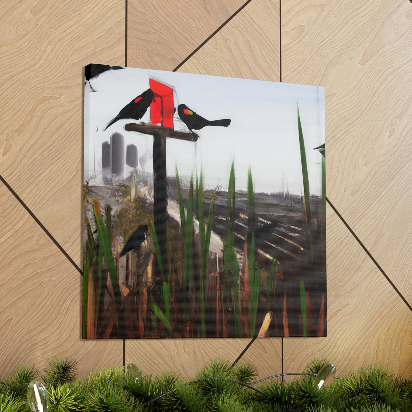 "Red-Winged Art Deco" - Canvas