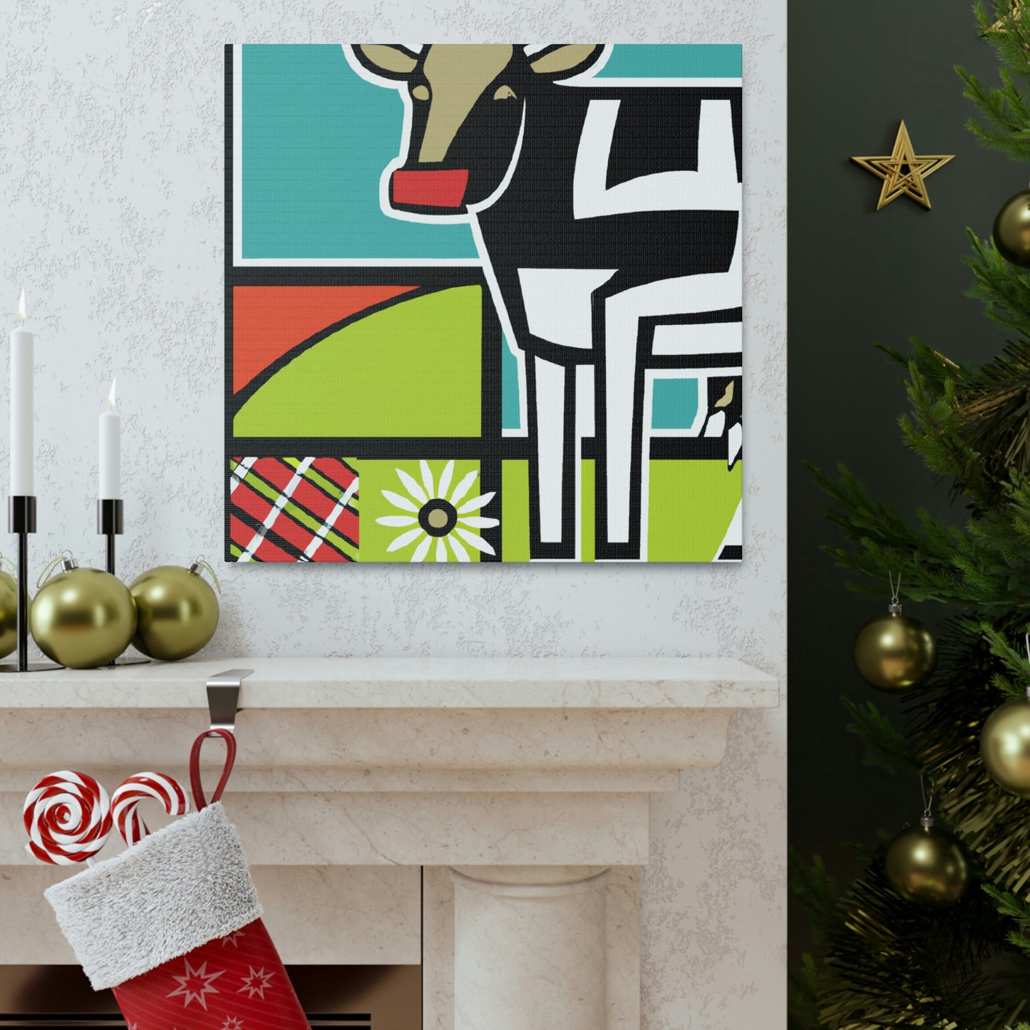 "Cow among Art Deco" - Canvas