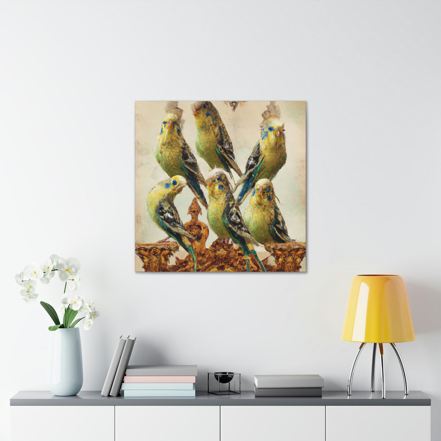 "Budgies in Baroque" - Canvas