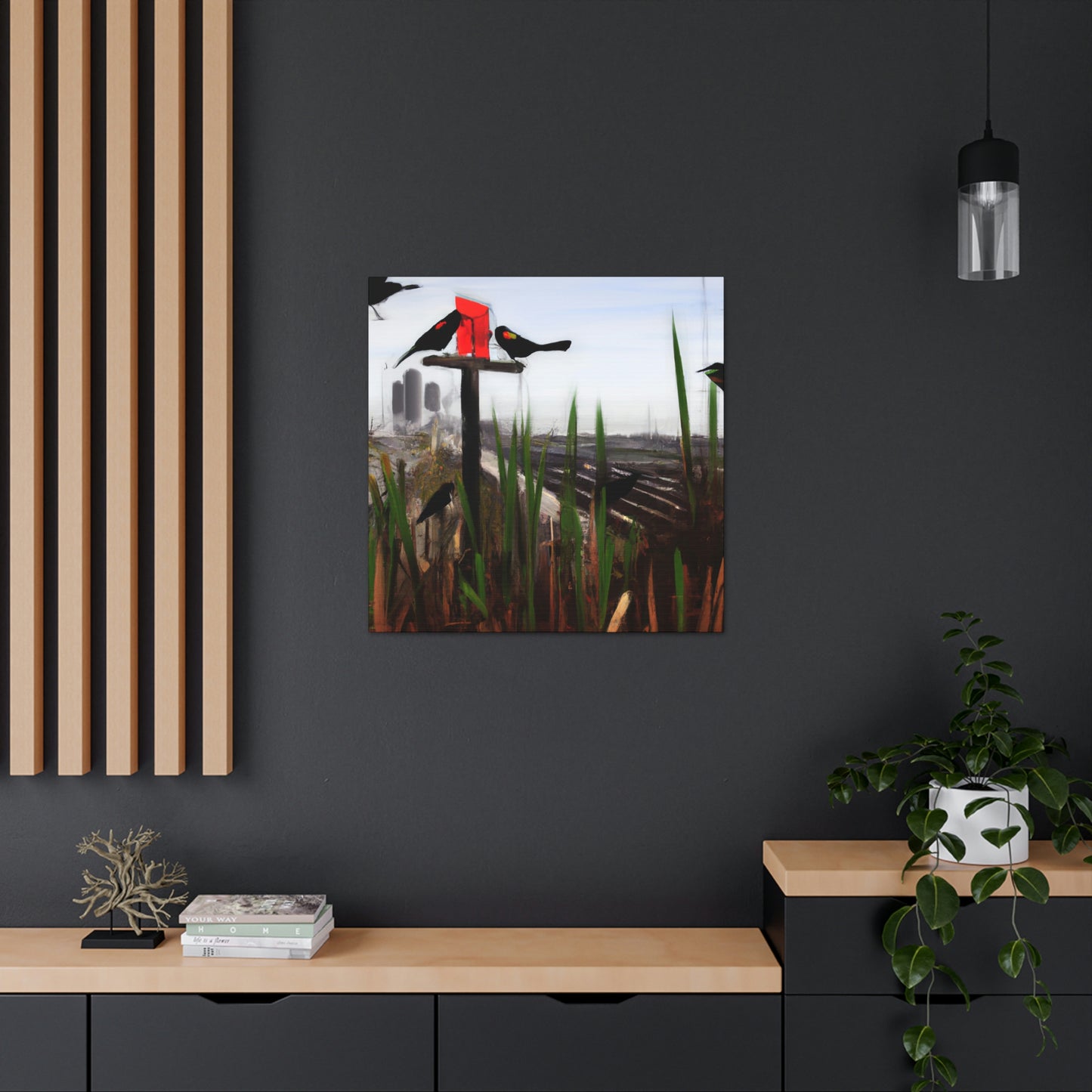 "Red-Winged Art Deco" - Canvas