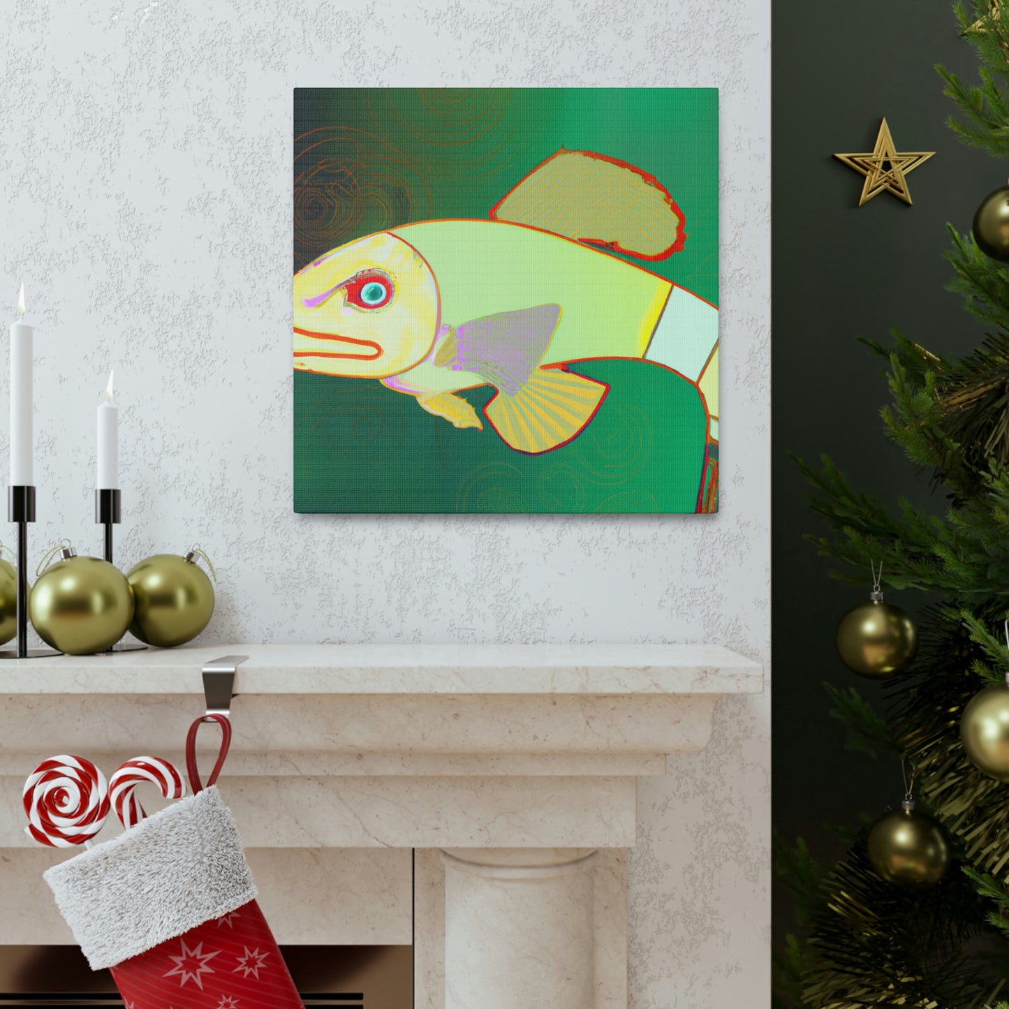 "Glittering Art Deco Killifish" - Canvas