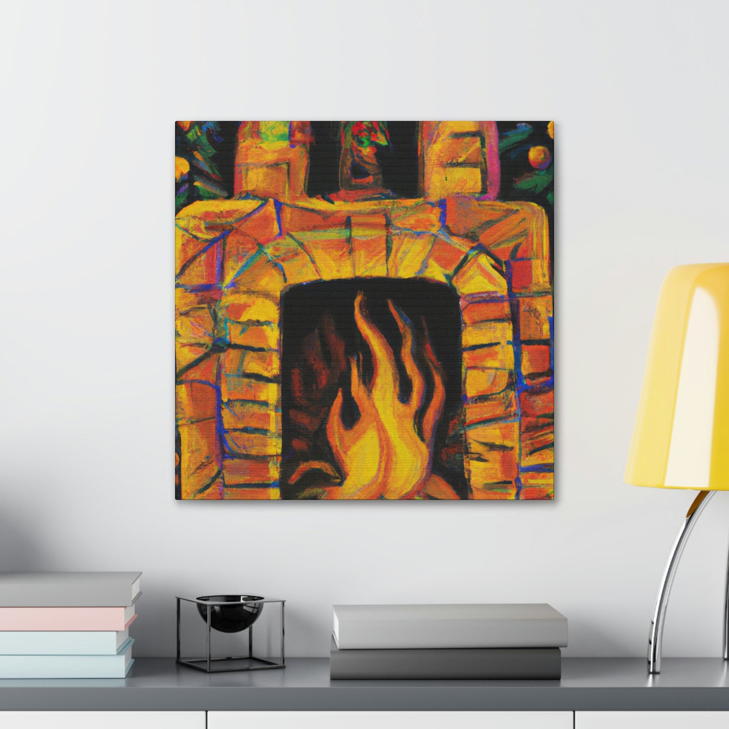 "Flaming Fireplace Flair" - Canvas