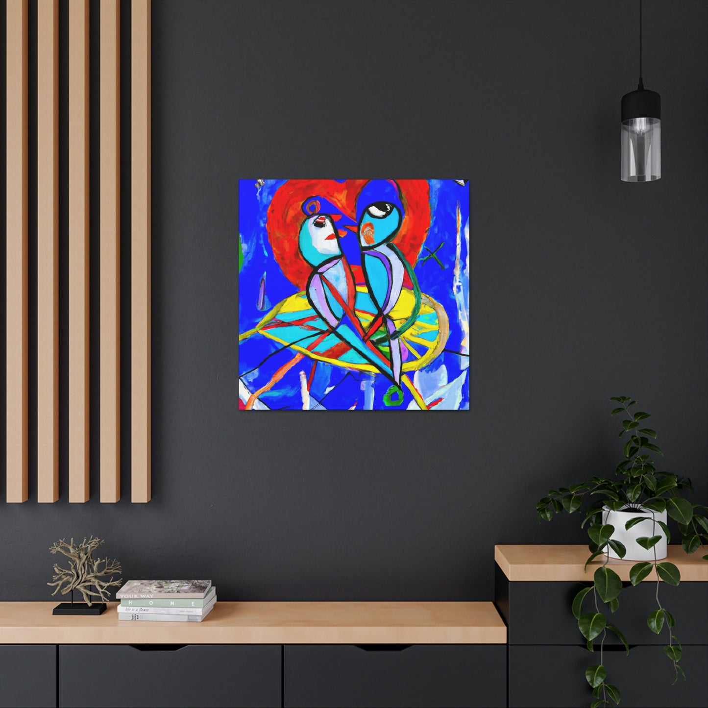 "Lovebirds On A Wire" - Canvas