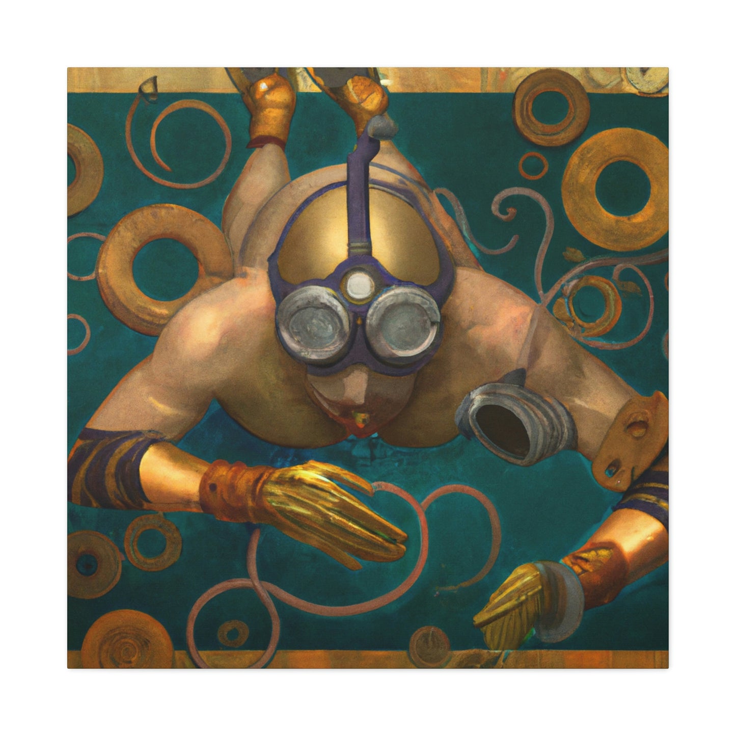 "Swimming in Steampunk Era" - Canvas