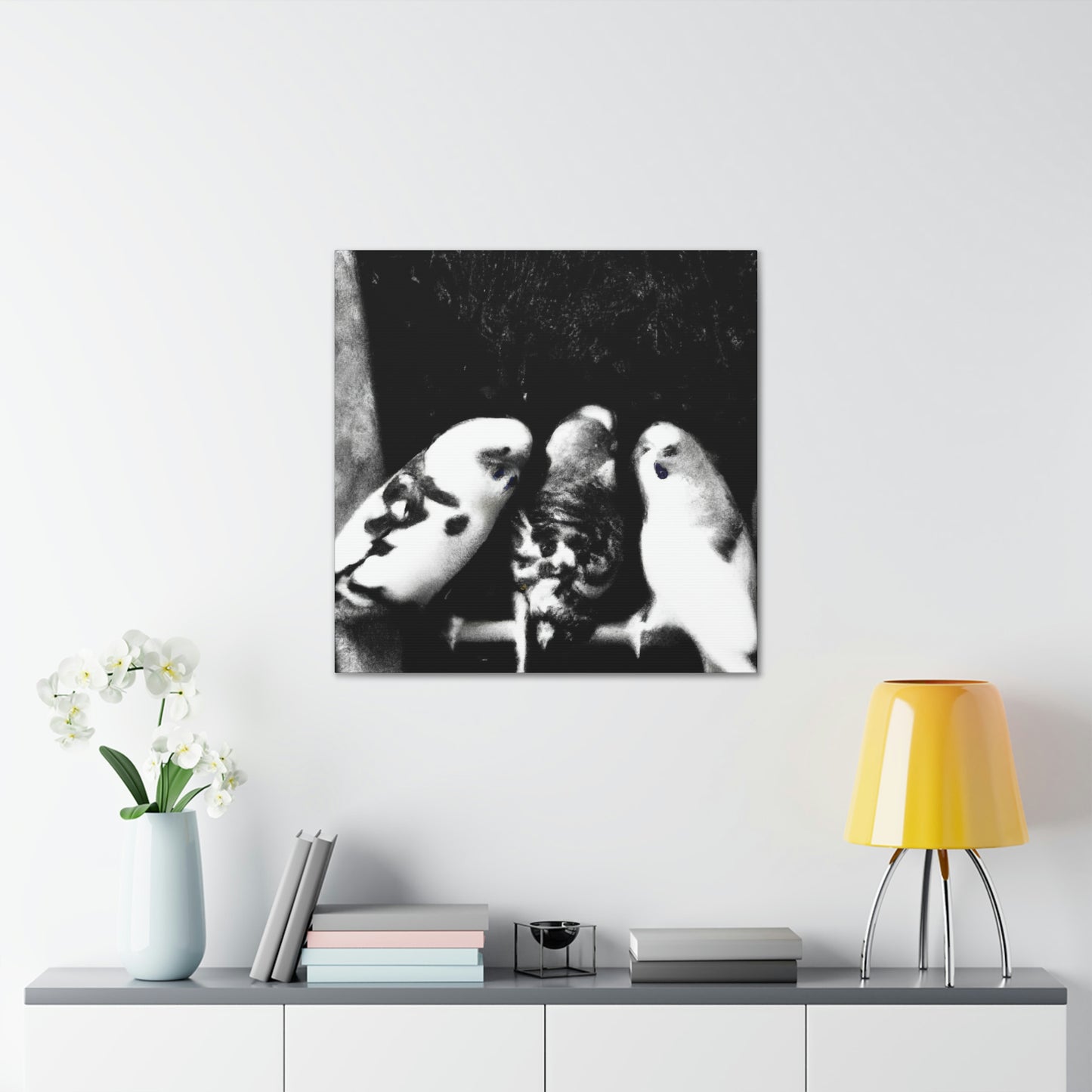 Budgies in Flight - Canvas