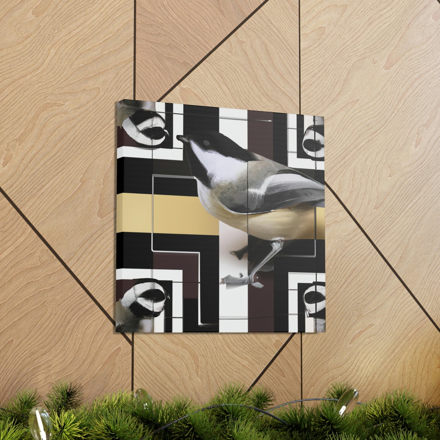 "Chickadee in Deco Style" - Canvas