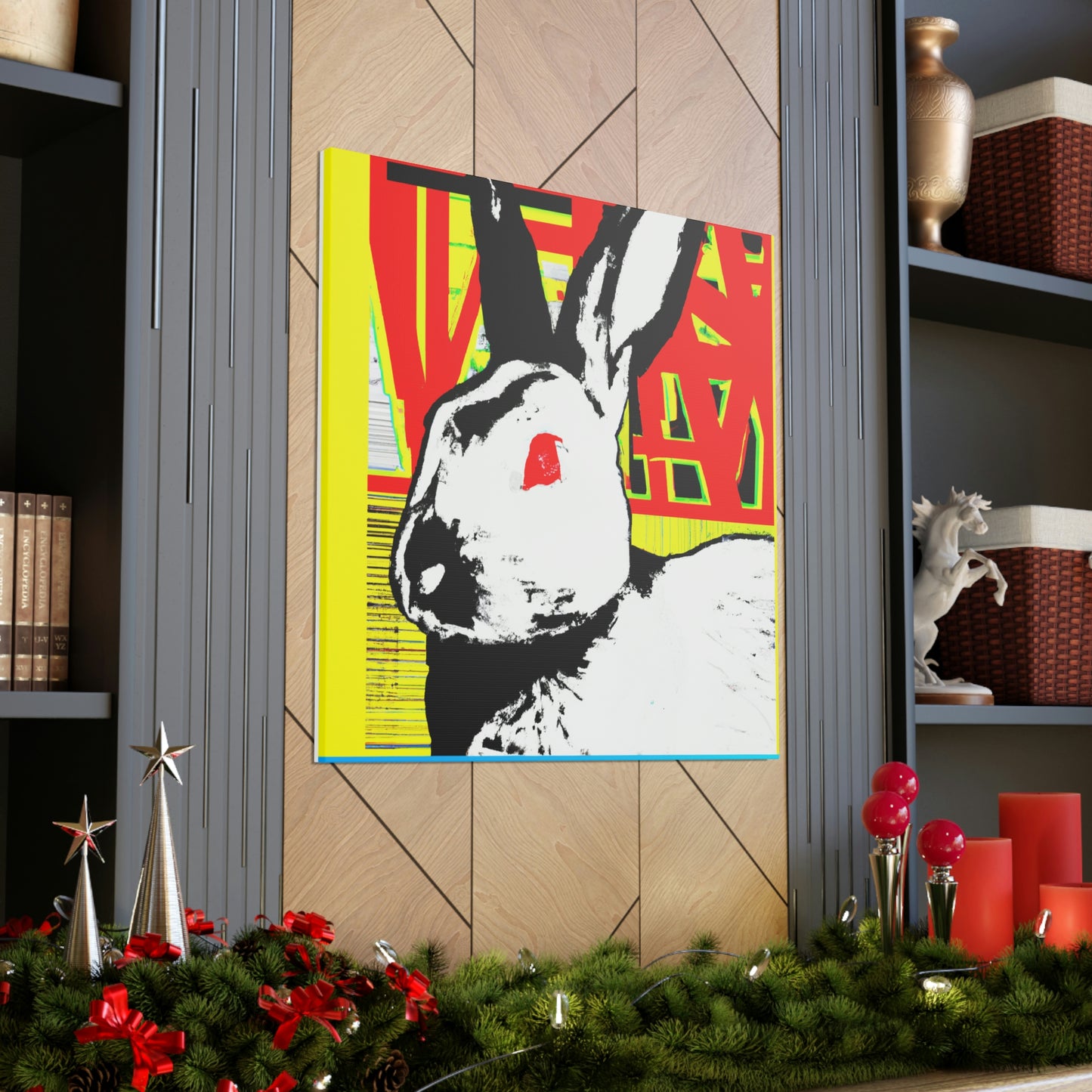 Rabbit in Moonlight Glow. - Canvas