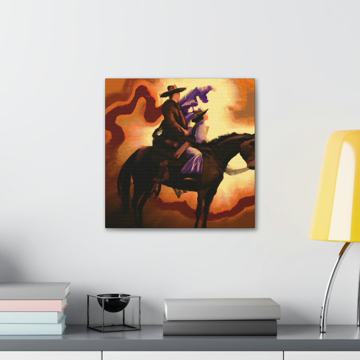 "Cowboy on Horseback Ride" - Canvas