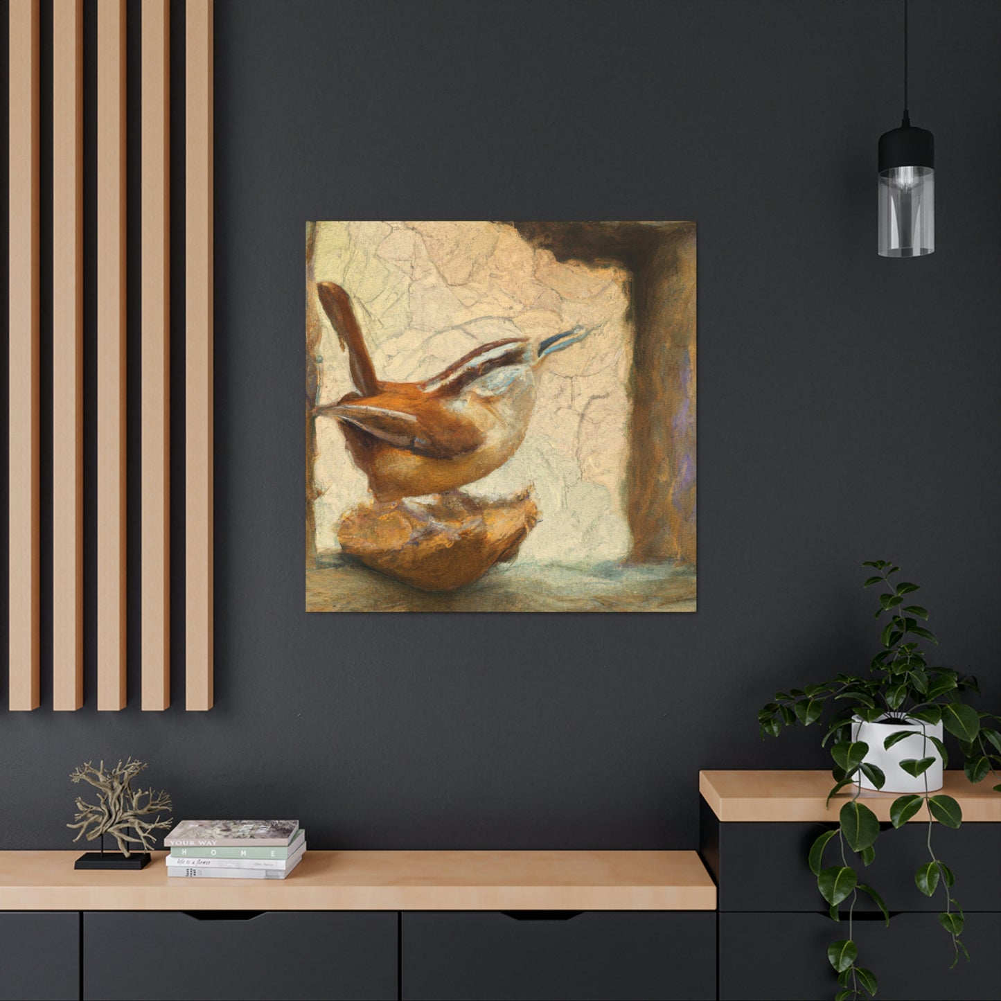 Singing Wren in Expressionism - Canvas