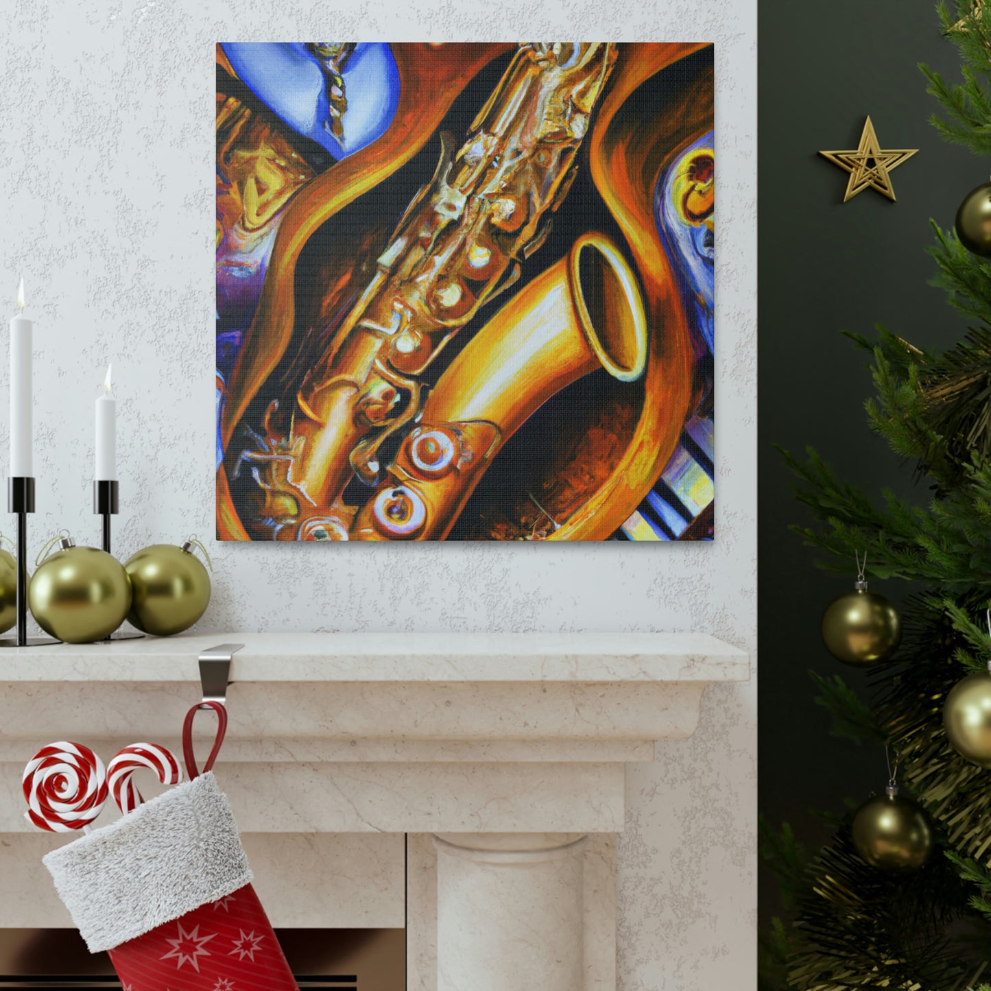 Saxophone in Abstract Forms - Canvas