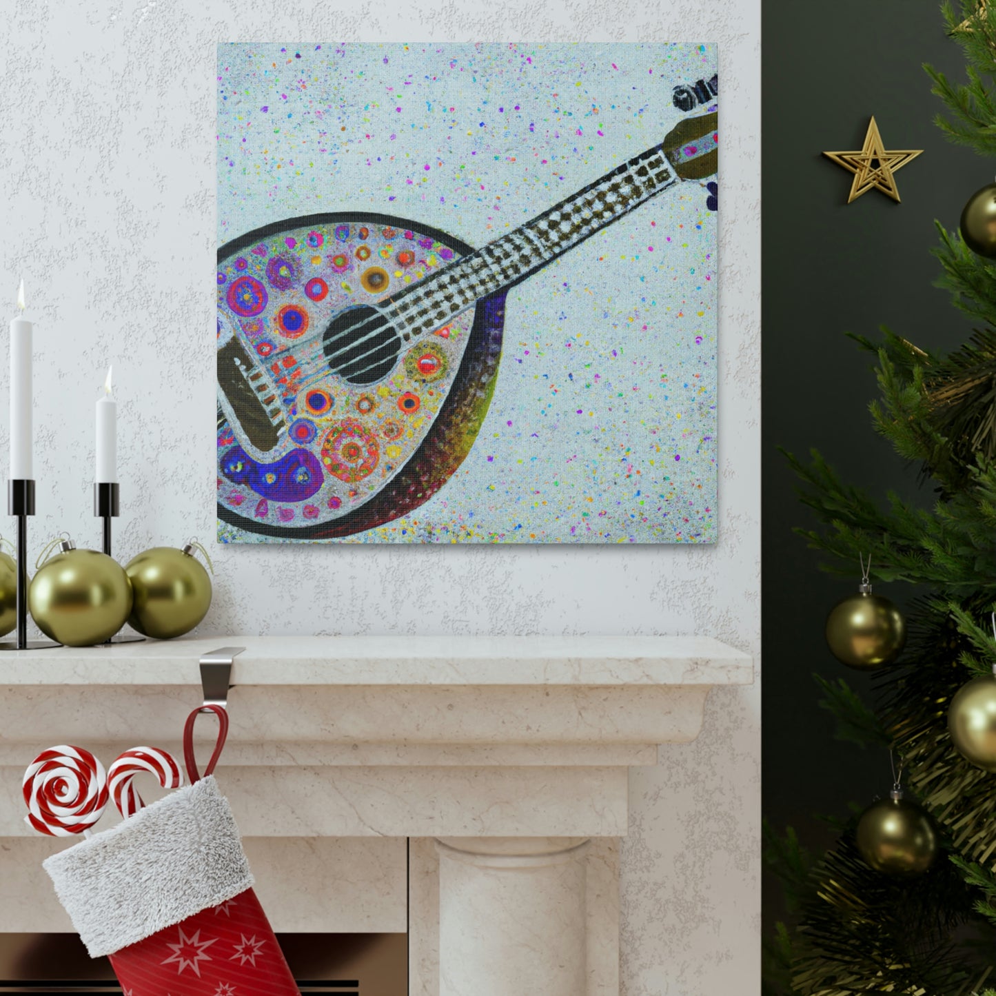 Mandolin in Pointillism - Canvas