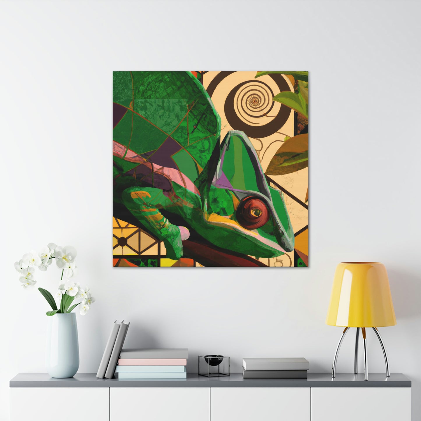 Muted Chameleon Embrace - Canvas