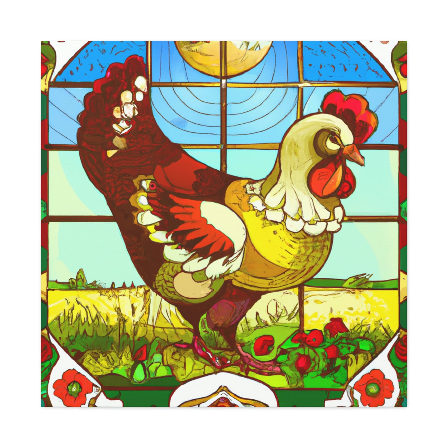 "Chickens in Art Nouveau" - Canvas