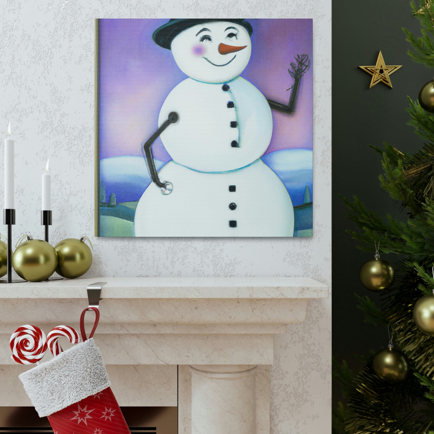 Chilling Art Deco Snowman - Canvas